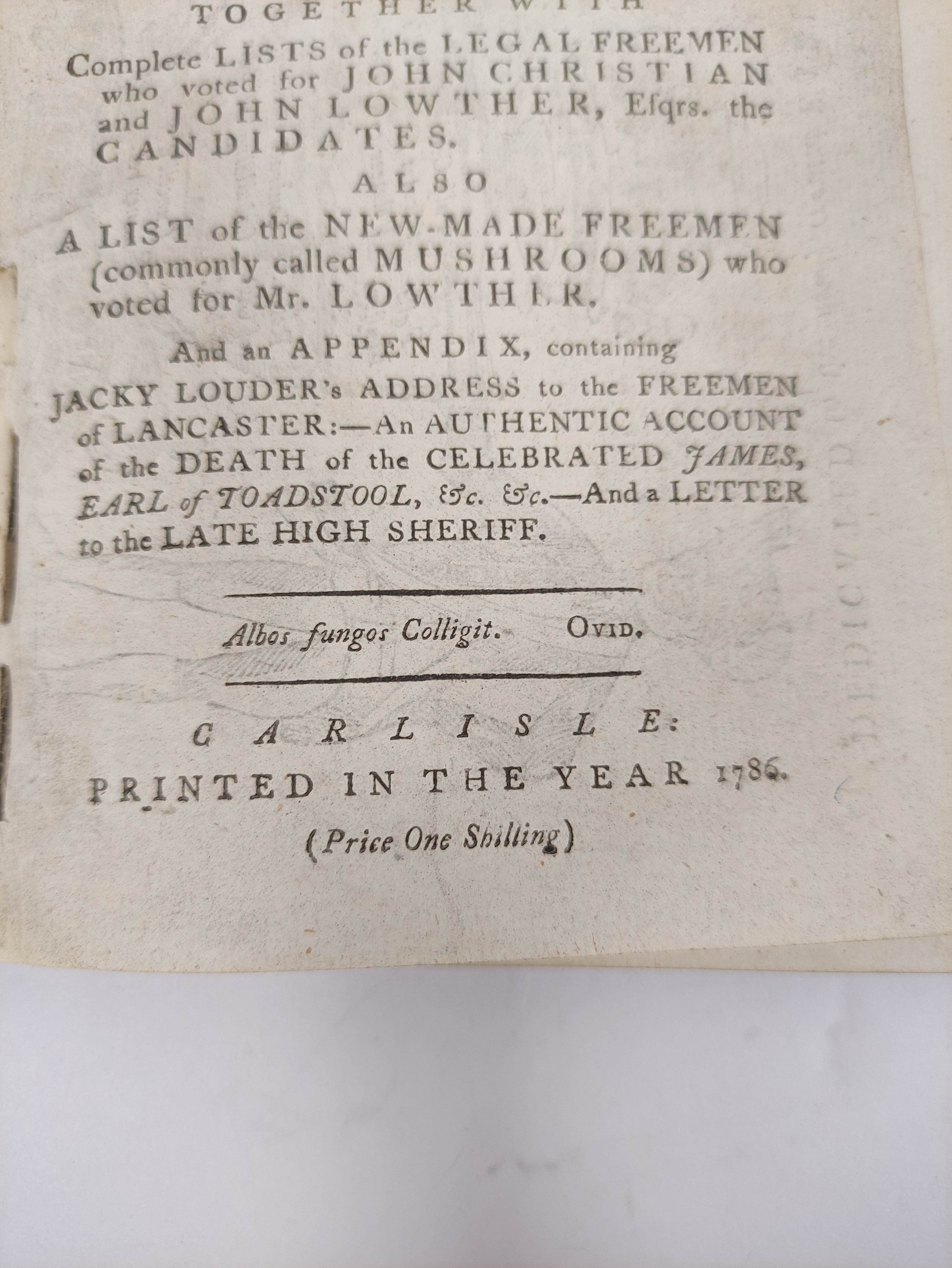 Carlisle Election 1786. Boletarium or a Collection of Papers, Squibs, Songs &c Written on the - Bild 5 aus 8