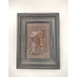 Framed bronze relief portrait of Christopher Howard 5th RB, dated 1895, unattributed 11.5cm x 8cm.