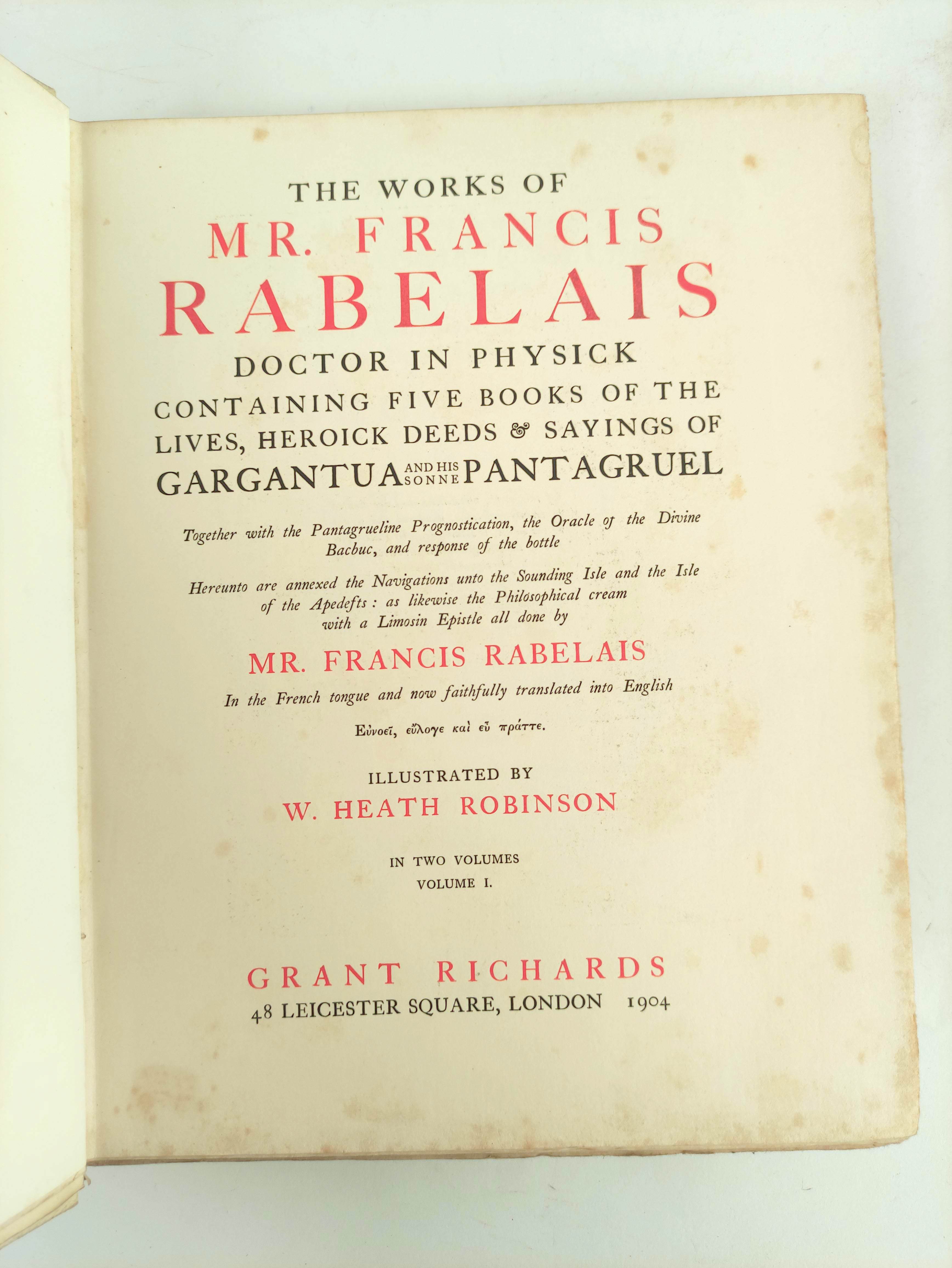 HEATH ROBINSON W. (Illus).  The Works of Mr. Francis Rabelais. 2 vols. Plates & illus. Quarto. Orig. - Bild 10 aus 14