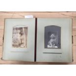 Photographs. Portraits. Well worn Victorian album with litho. dec. card leaves, part filled with