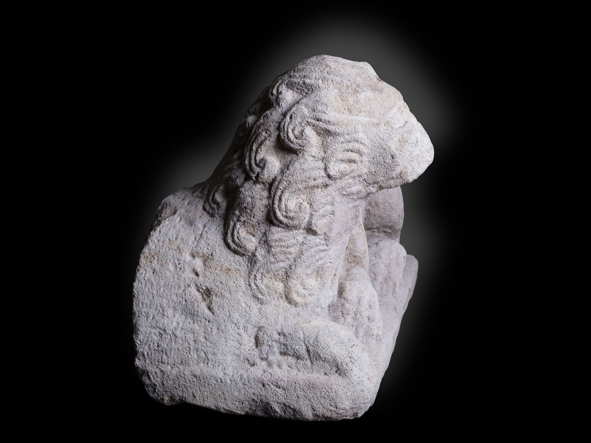 Hochmusealer Romanischer Löwe,Venetien / Istrien, 1100 – 1150, Travertin oder Sandstein - Bild 2 aus 4
