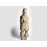 Grabwächter – Sui Dynastie, Grabwächter mit strohgelber Glasur, China, 581 – 618 v. Chr.