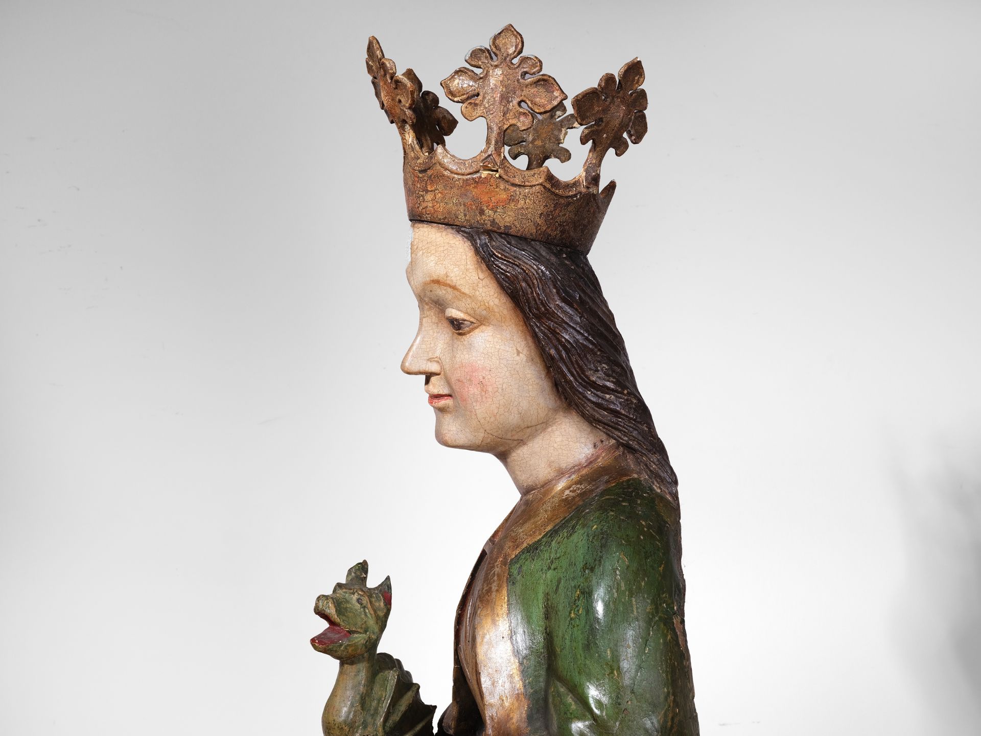 Meisterliche Bildhauerwerkstatt der Gotik, Hl. Margarete, Salzburger Meister, um 1440 - Bild 7 aus 8