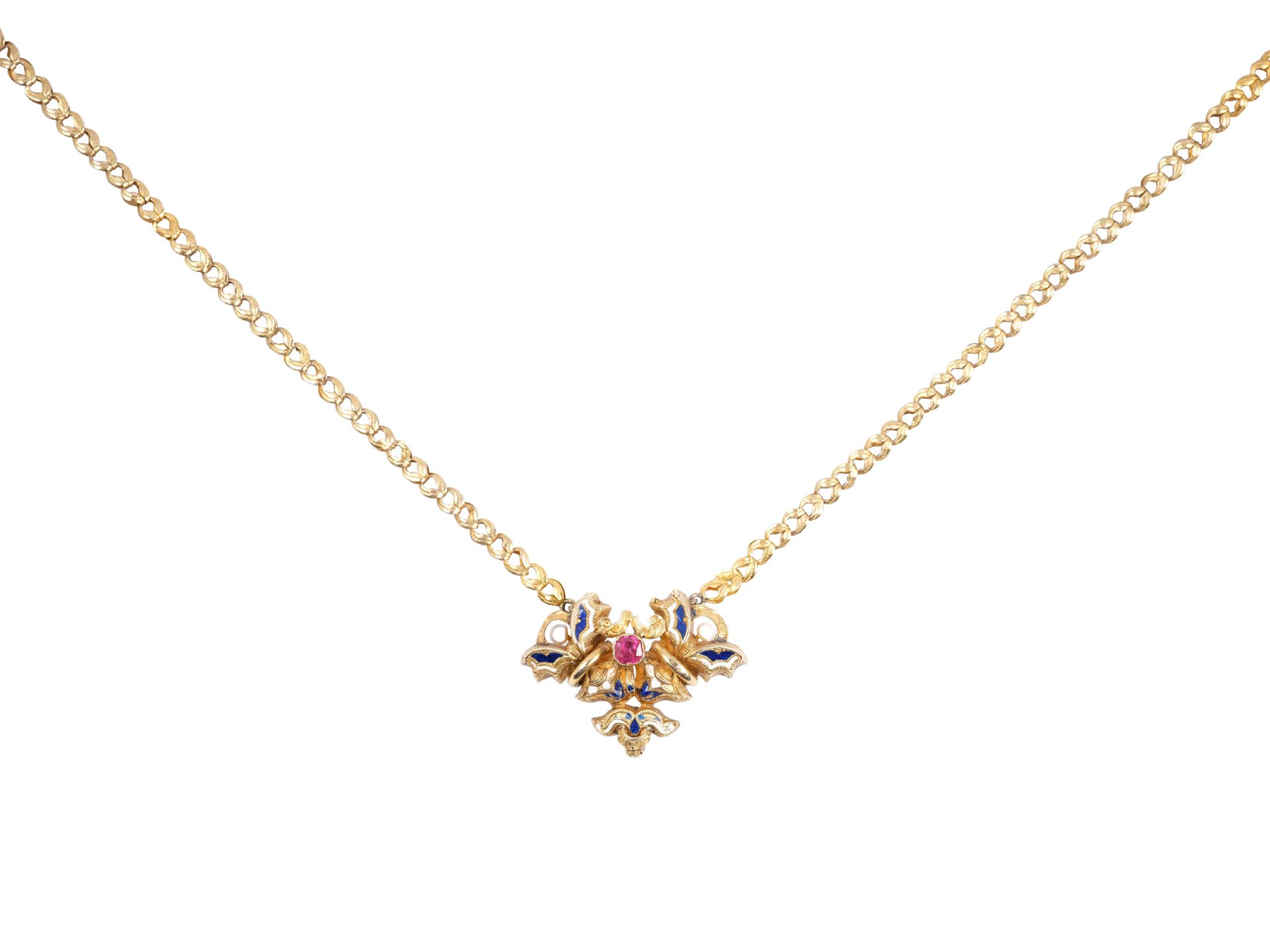 Collier, Um 1860, Gold & Emaille