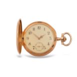 Doppelmantel Taschenuhr Savonette, Um 1900, 14 Karat Gold