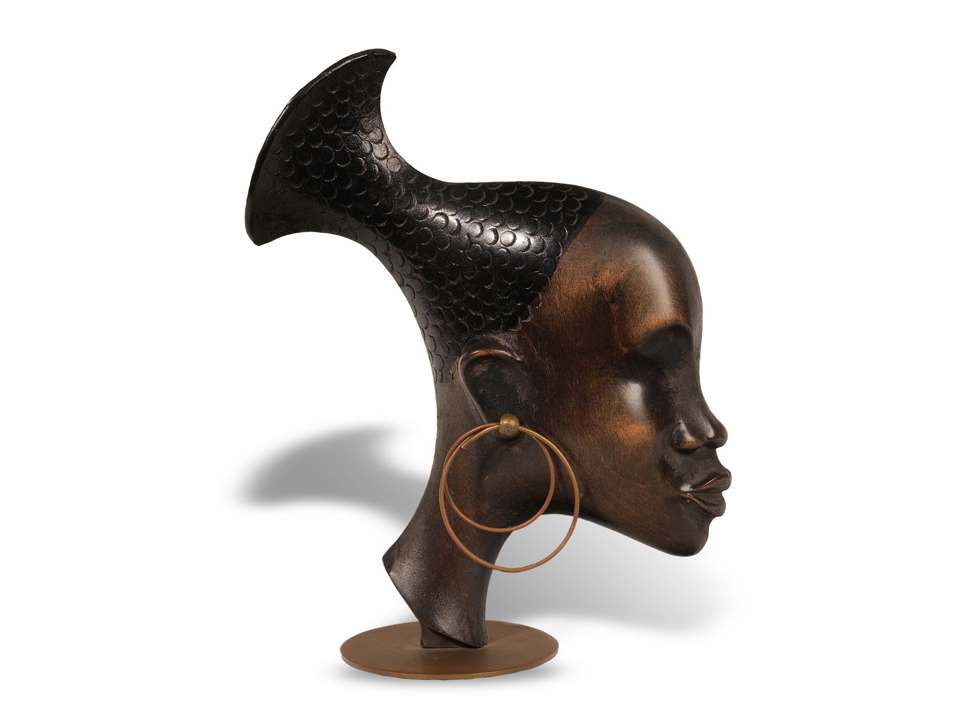 Werkstätten Hagenauer, Wien, Girl in profile looking to the right, Ebony with brass