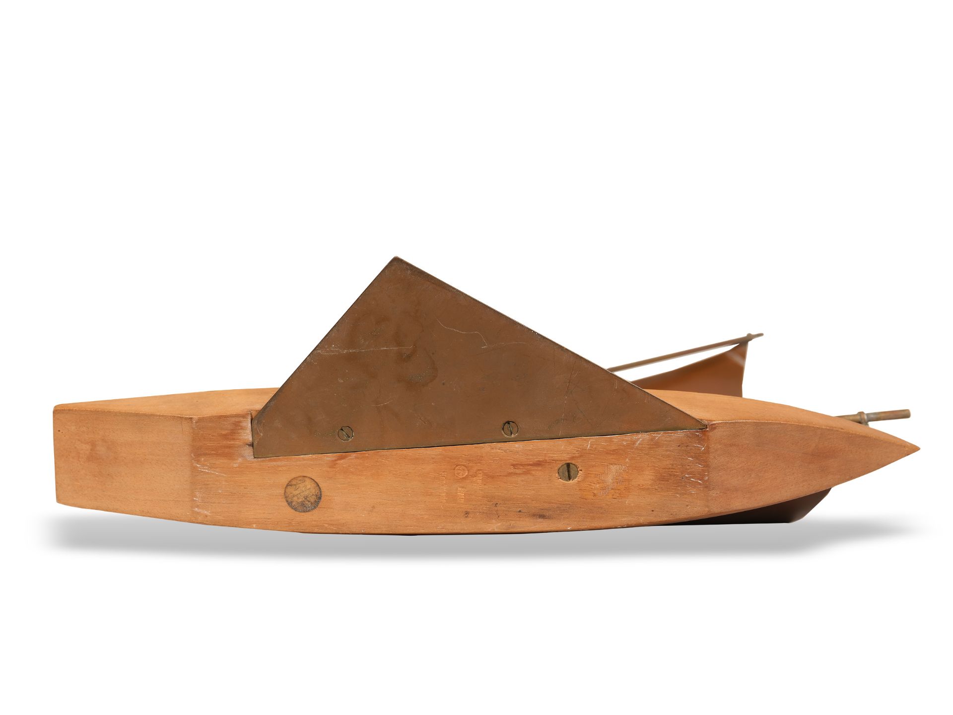 Werkstätten Hagenauer, Wien, Sailing boat, Copper, wood - Image 3 of 3