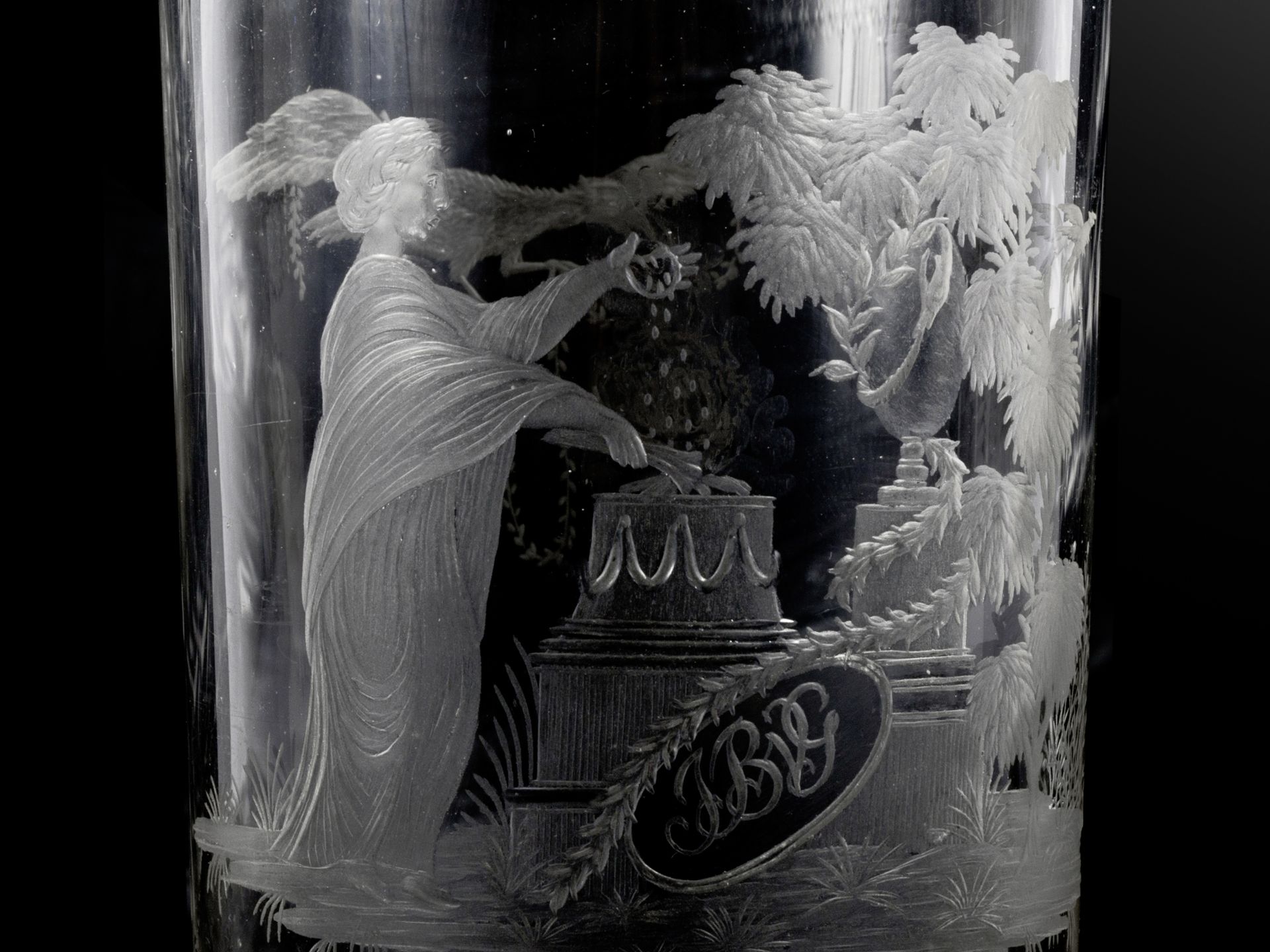 Empire Glas, Um 1810, Vestalin im Tempel - Bild 5 aus 7