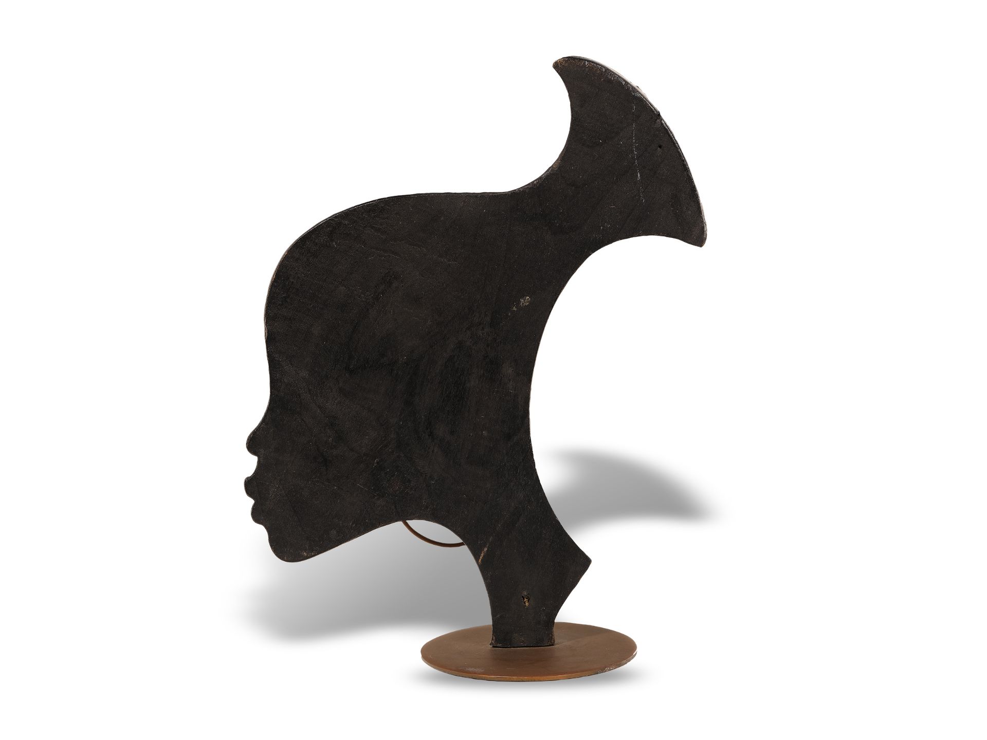 Werkstätten Hagenauer, Wien, Girl in profile looking to the right, Ebony with brass - Image 2 of 3