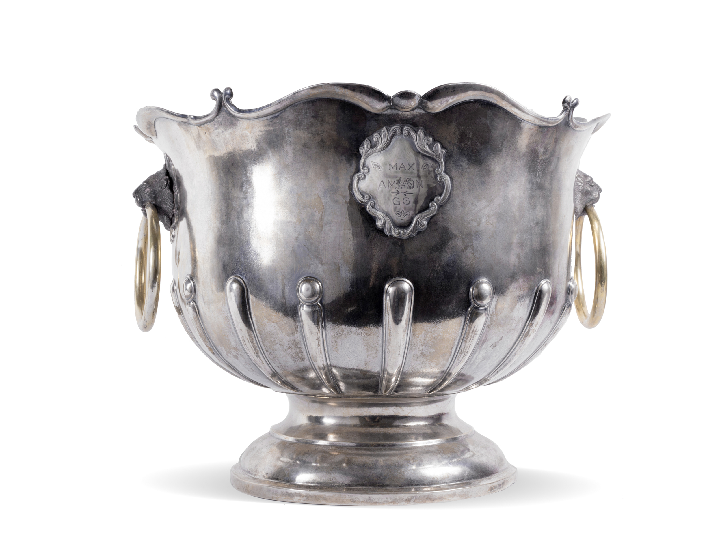 Exclusive champagne or wine cooler, 18th/19th century, Silver cast & chased