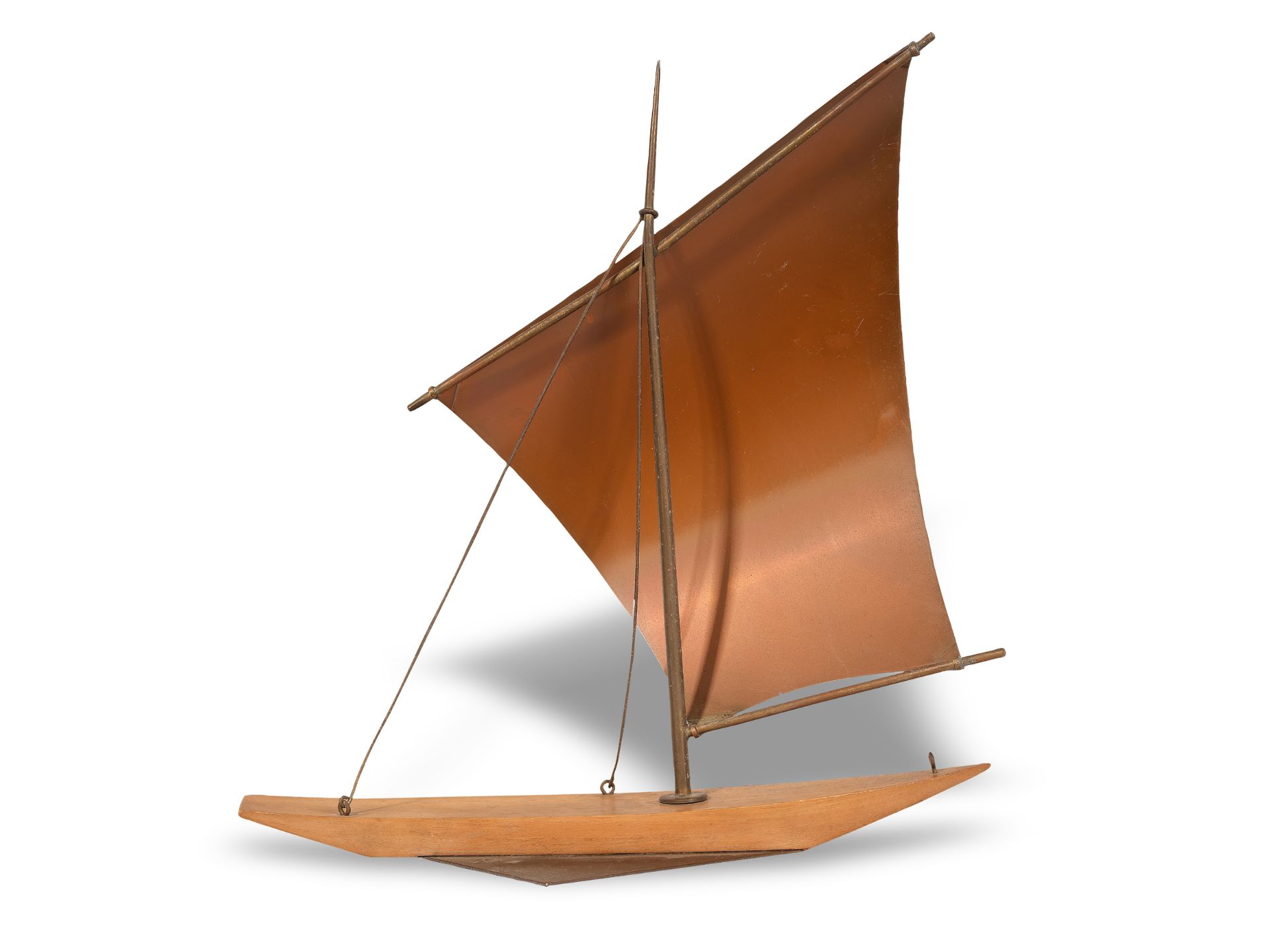 Werkstätten Hagenauer, Wien, Sailing boat, Copper, wood - Image 2 of 3