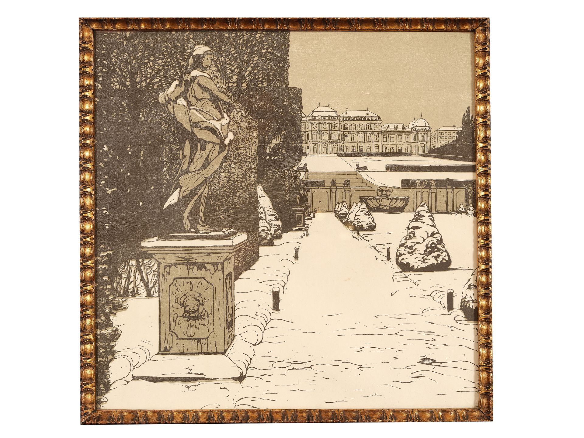 Carl Moll, Wien 1861 – 1945 Wien, Der Belvederegarten im Winter