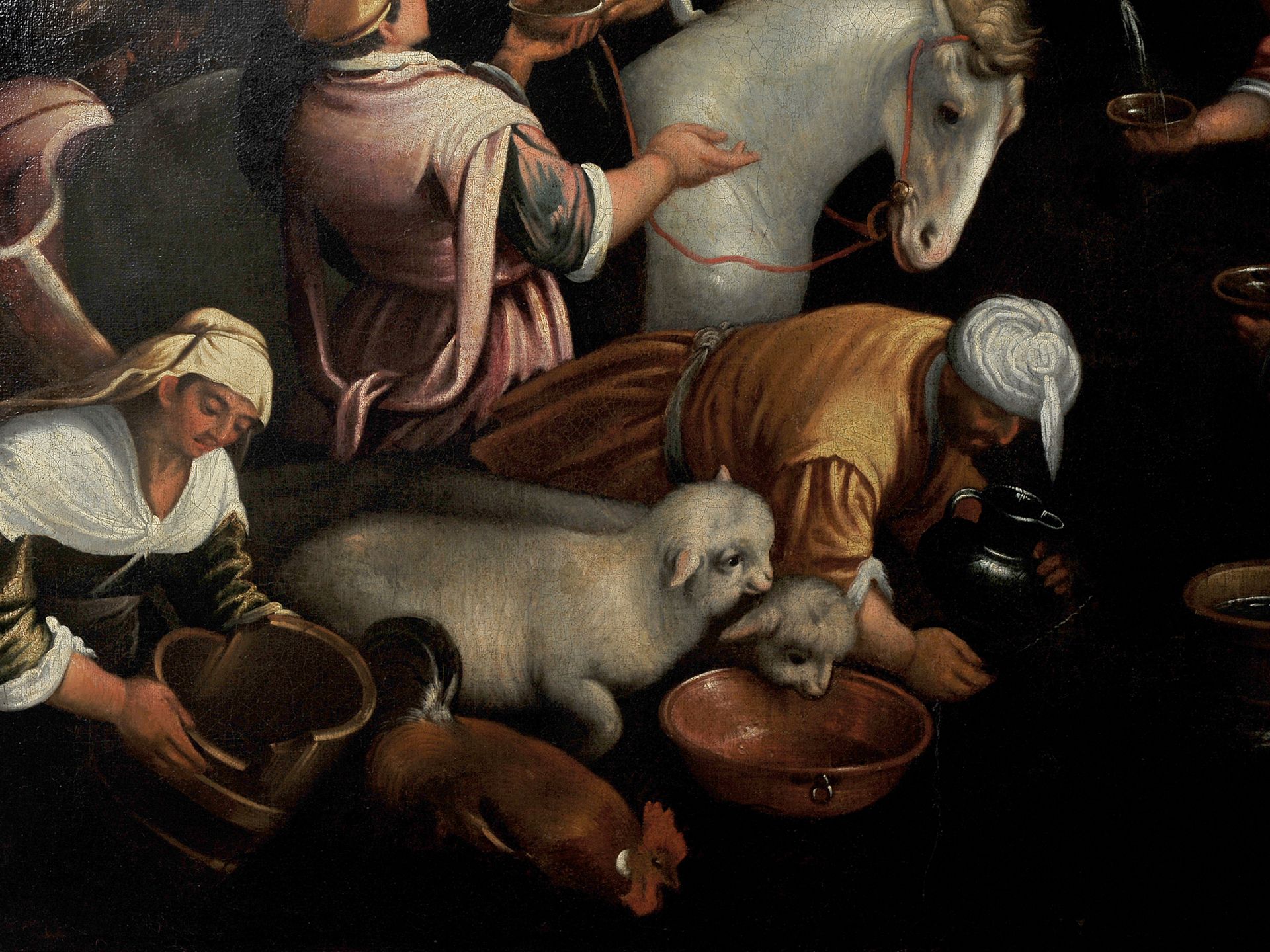 Leandro Bassano, Bassano del Grappa 1575 – 1622 Venedig, Werkstatt, Tiere an der Tränke - Bild 6 aus 11