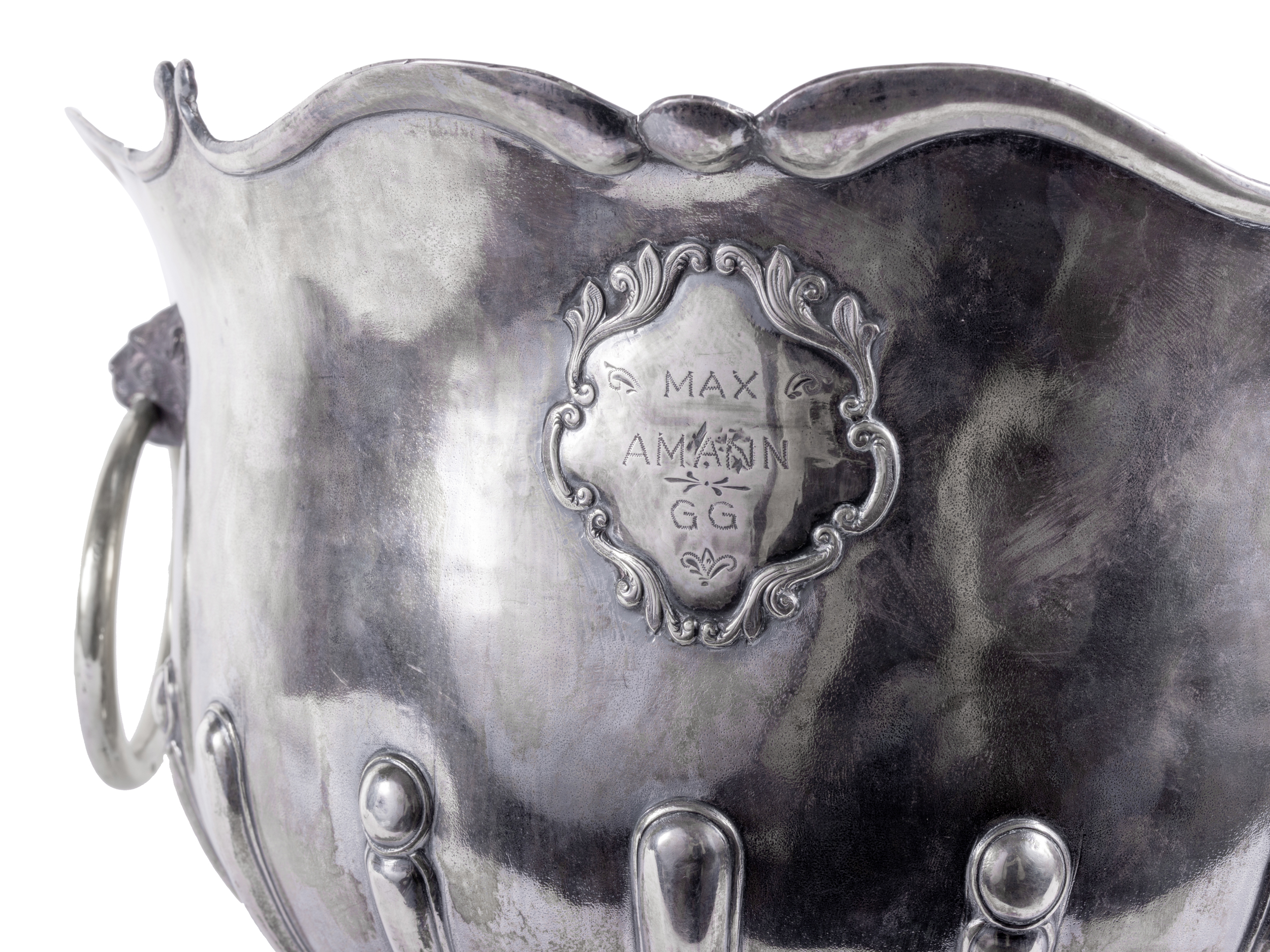 Exclusive champagne or wine cooler, 18th/19th century, Silver cast & chased - Image 7 of 9