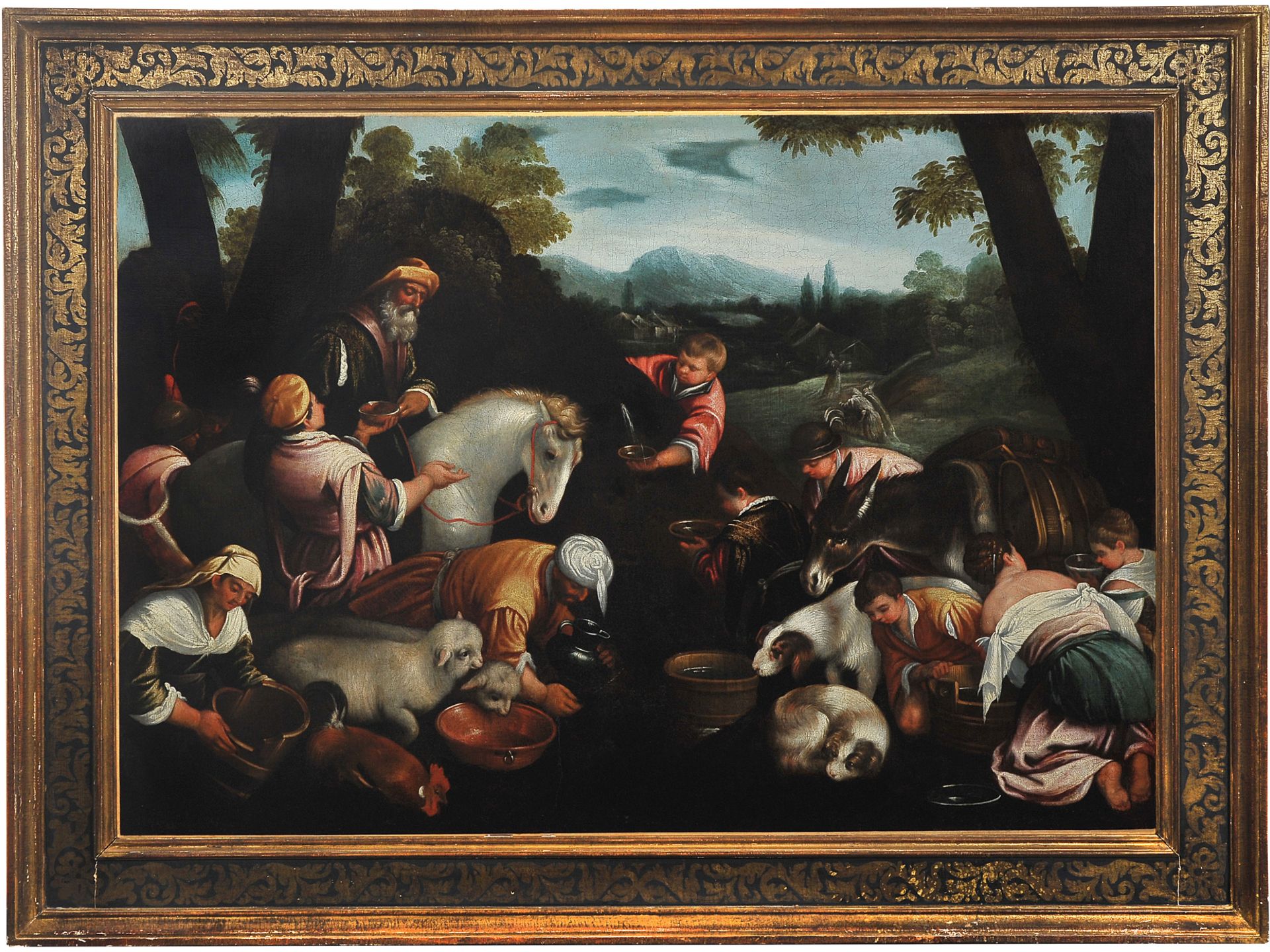 Leandro Bassano, Bassano del Grappa 1575 – 1622 Venedig, Werkstatt, Tiere an der Tränke