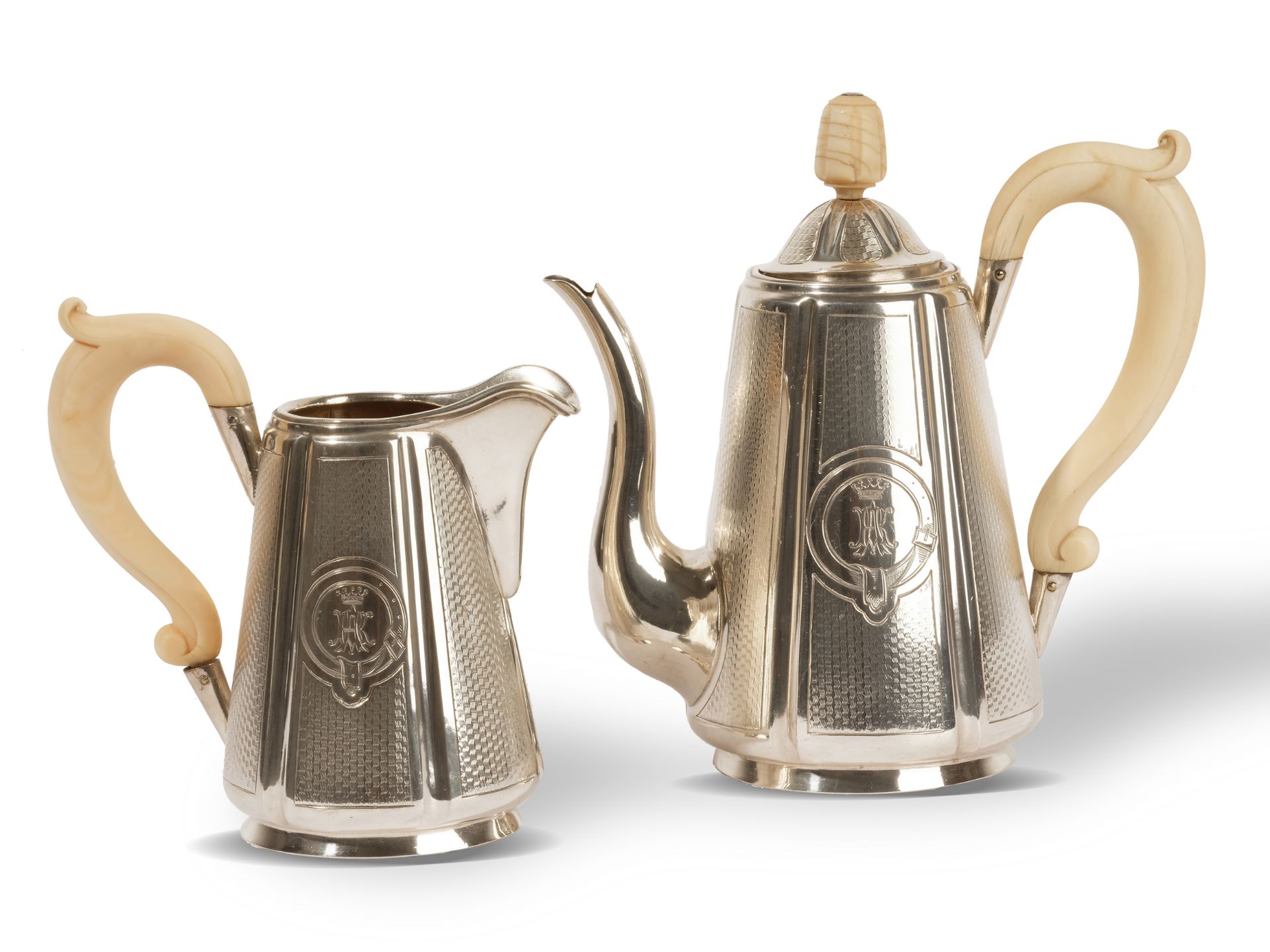 Silver mocha & milk jug, 
Austria, 
Ca. 1900