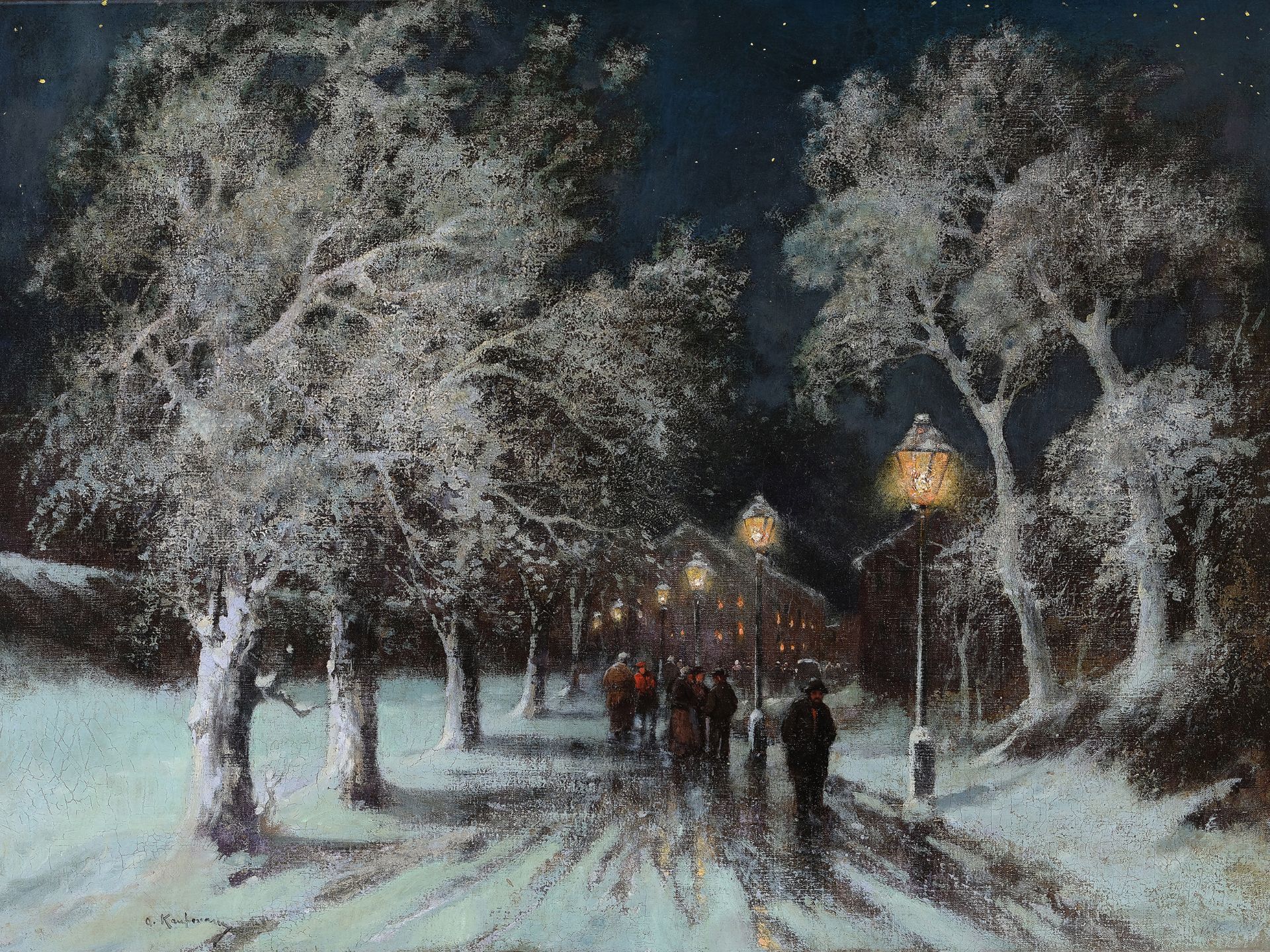 Adolf Kaufmann, 
Troppau 1848 - 1916 Wien, 
Winterabend