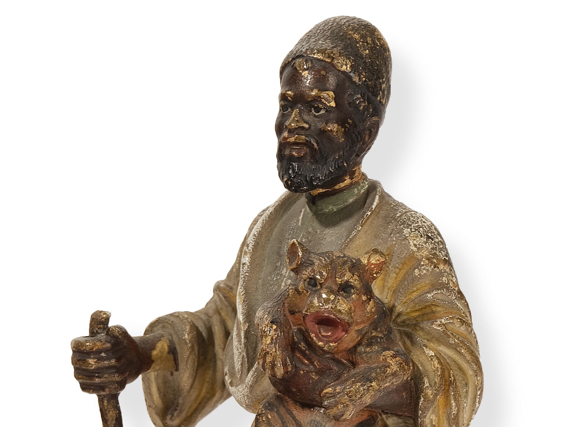 Wiener Bronze, 
Franz Xaver Bergmann 1861 – 1936, 
Arab with baby tiger - Image 4 of 6