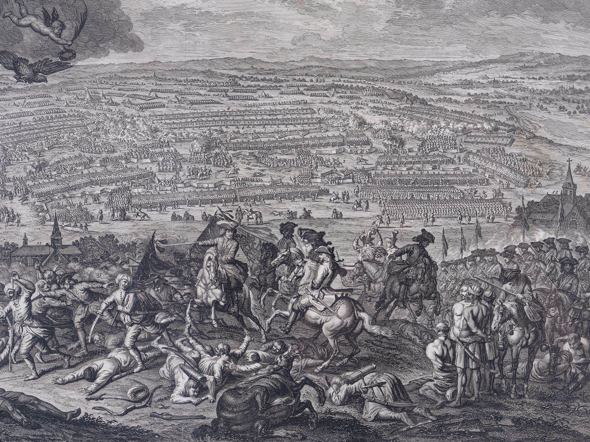 Baroque engraving, 
18th century, 
After a battle scene by Jan van Huchtenburg - Image 3 of 7