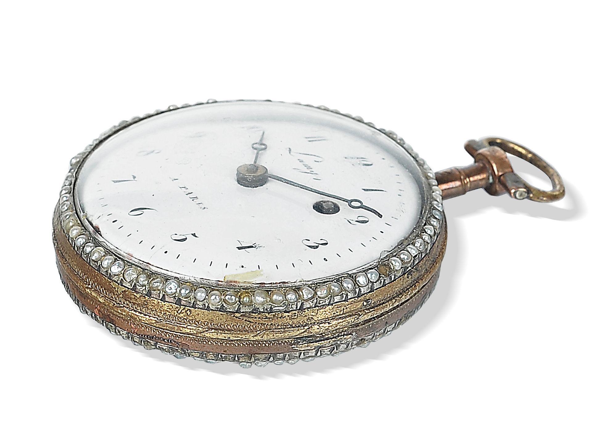 Empire Taschenuhr, 
Paris um 1800, 
Vergoldetes Metallgehäuse - Bild 2 aus 6