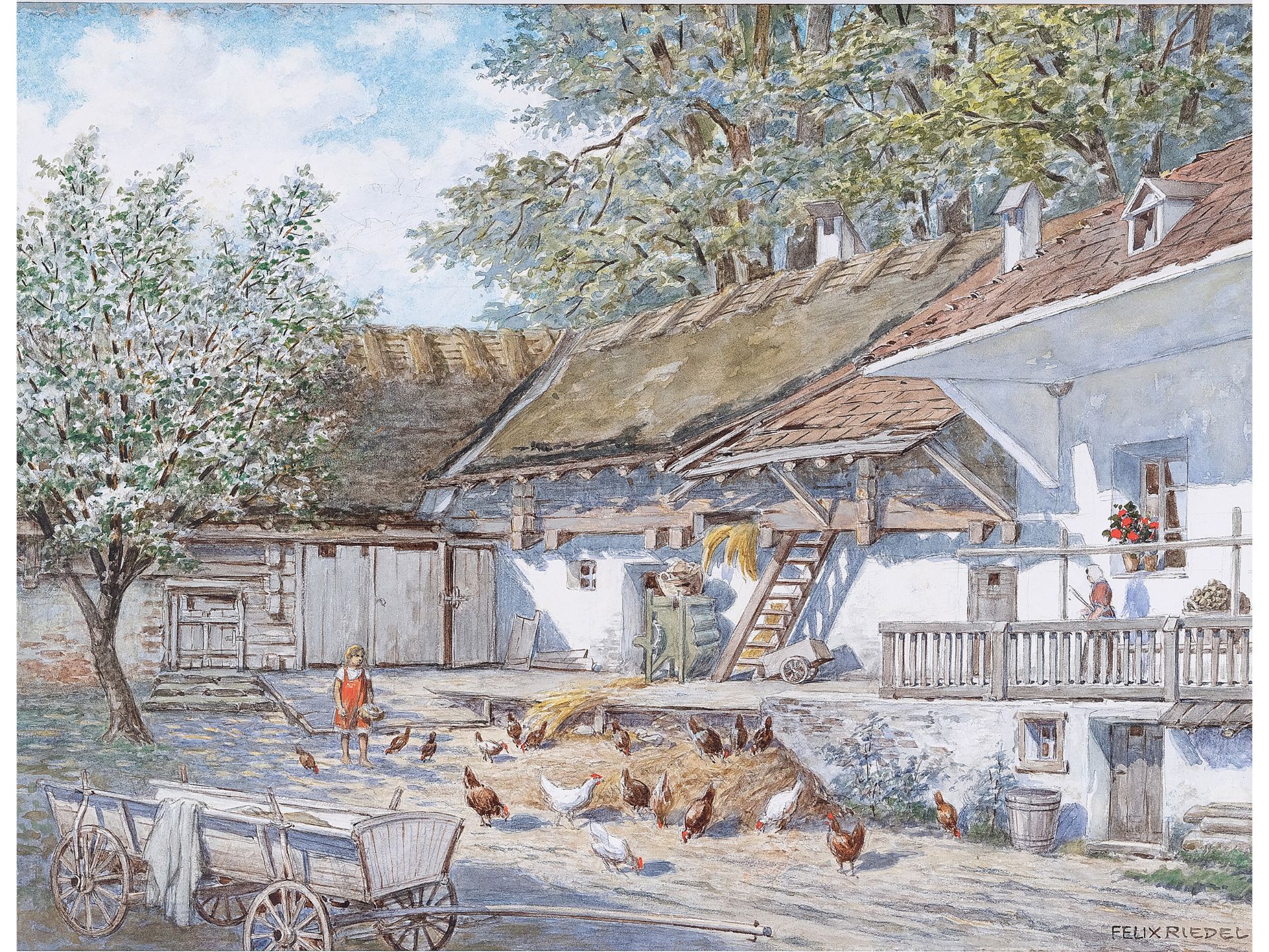 Felix Riedel, 
Vienna 1878 - 1950 Vienna, 
Old farm