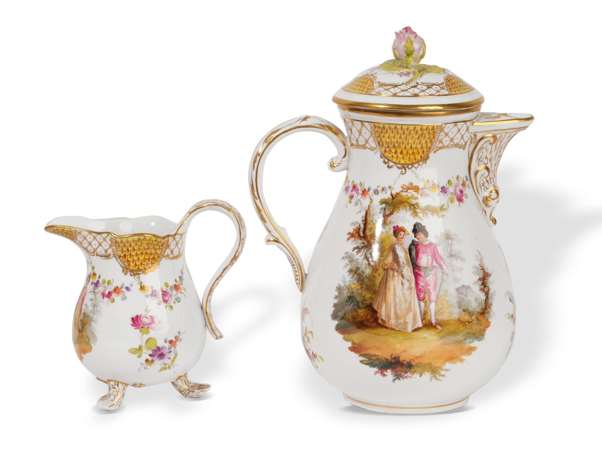 Meissen porcelain, 
Coffee & Milk Can, 
Porcelain - Image 2 of 11