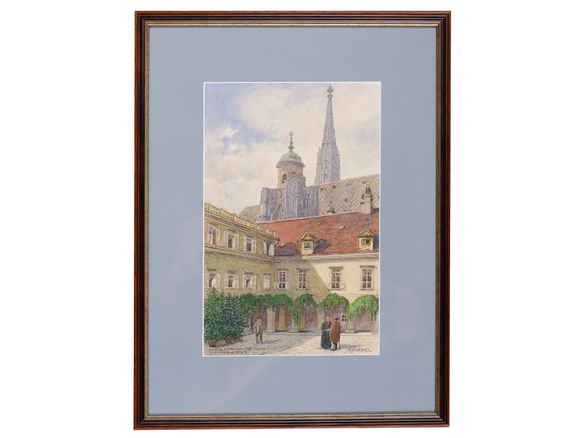 Felix Riedel, 
Vienna 1878 - 1950 Vienna, 
Court of the Kurnhauser with the St. Stephen's Cathedral - Image 2 of 6