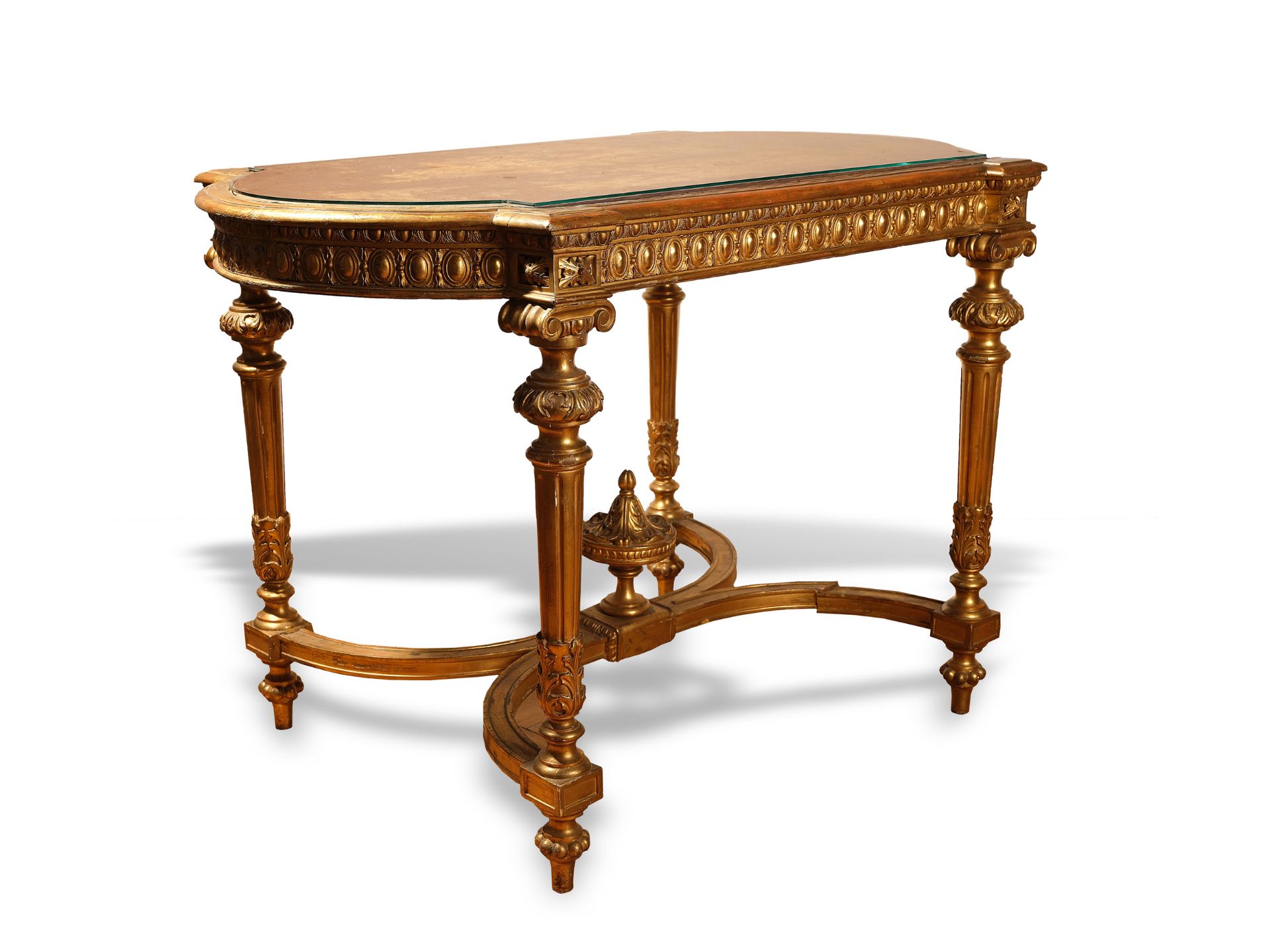 Salon table, 
Ca. 1870, 
Wood carved & gilt