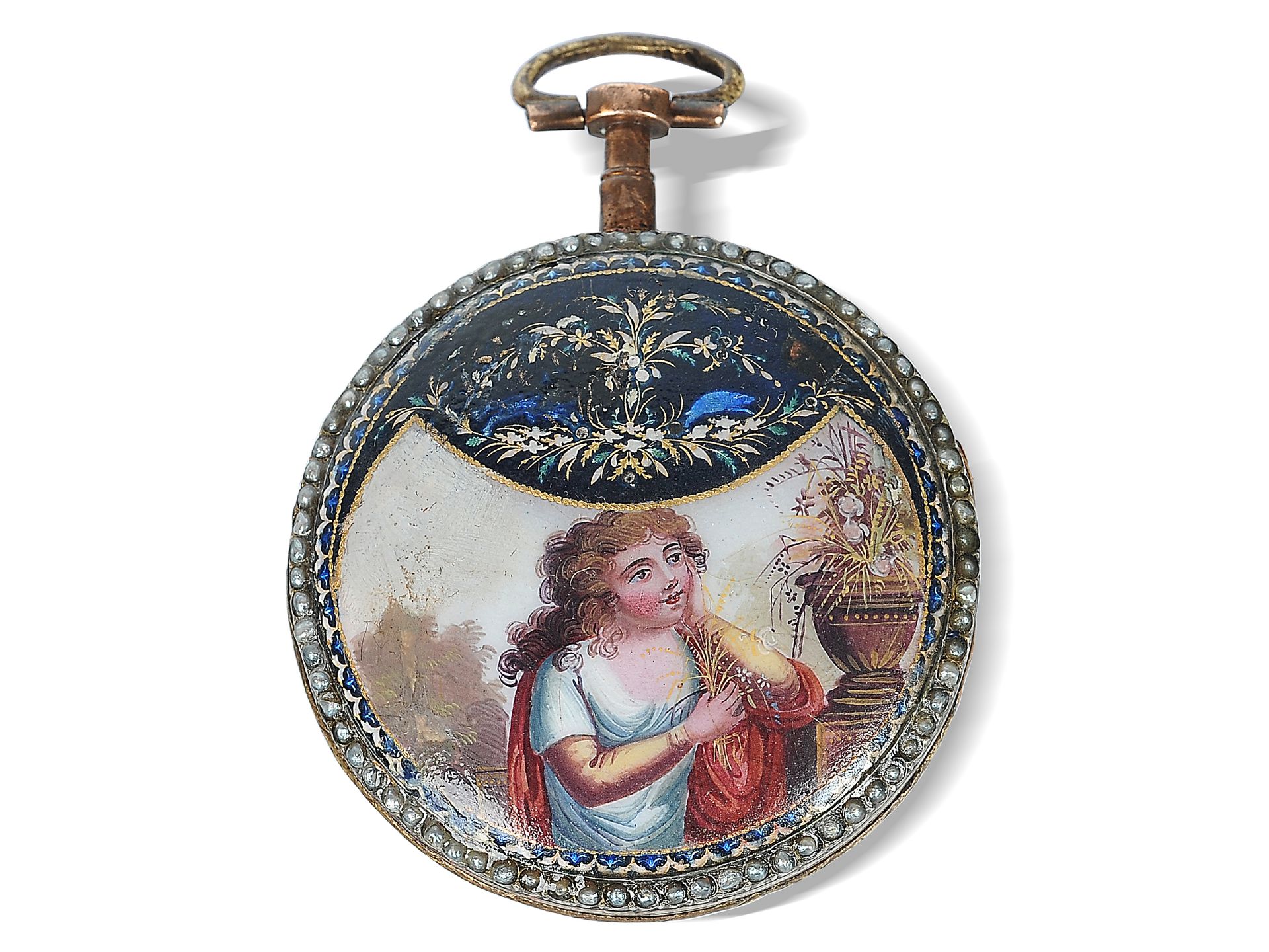 Empire Taschenuhr, 
Paris um 1800, 
Vergoldetes Metallgehäuse - Bild 3 aus 6