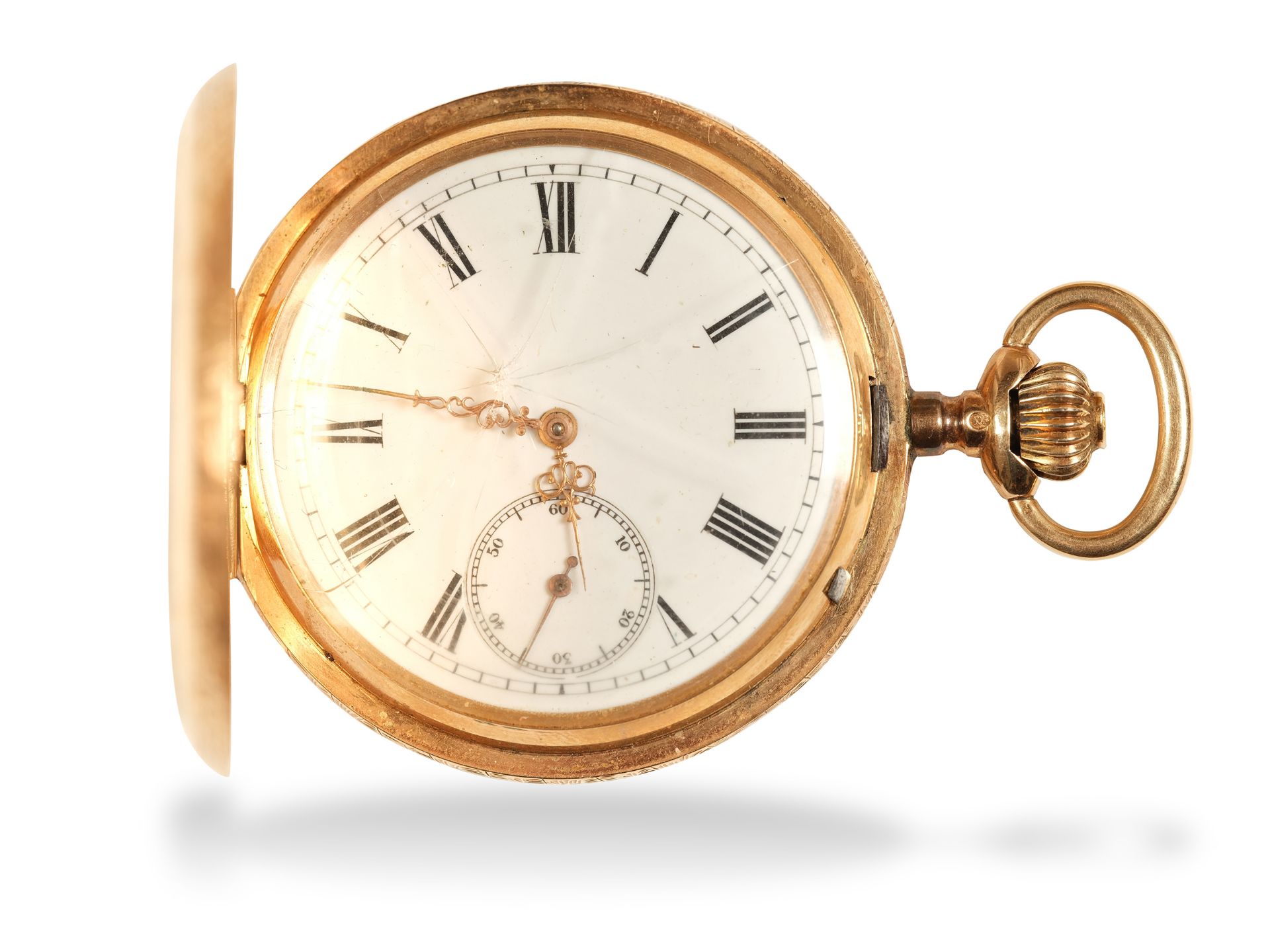 Goldene Taschenuhr, 
Um 1900, 
Gold