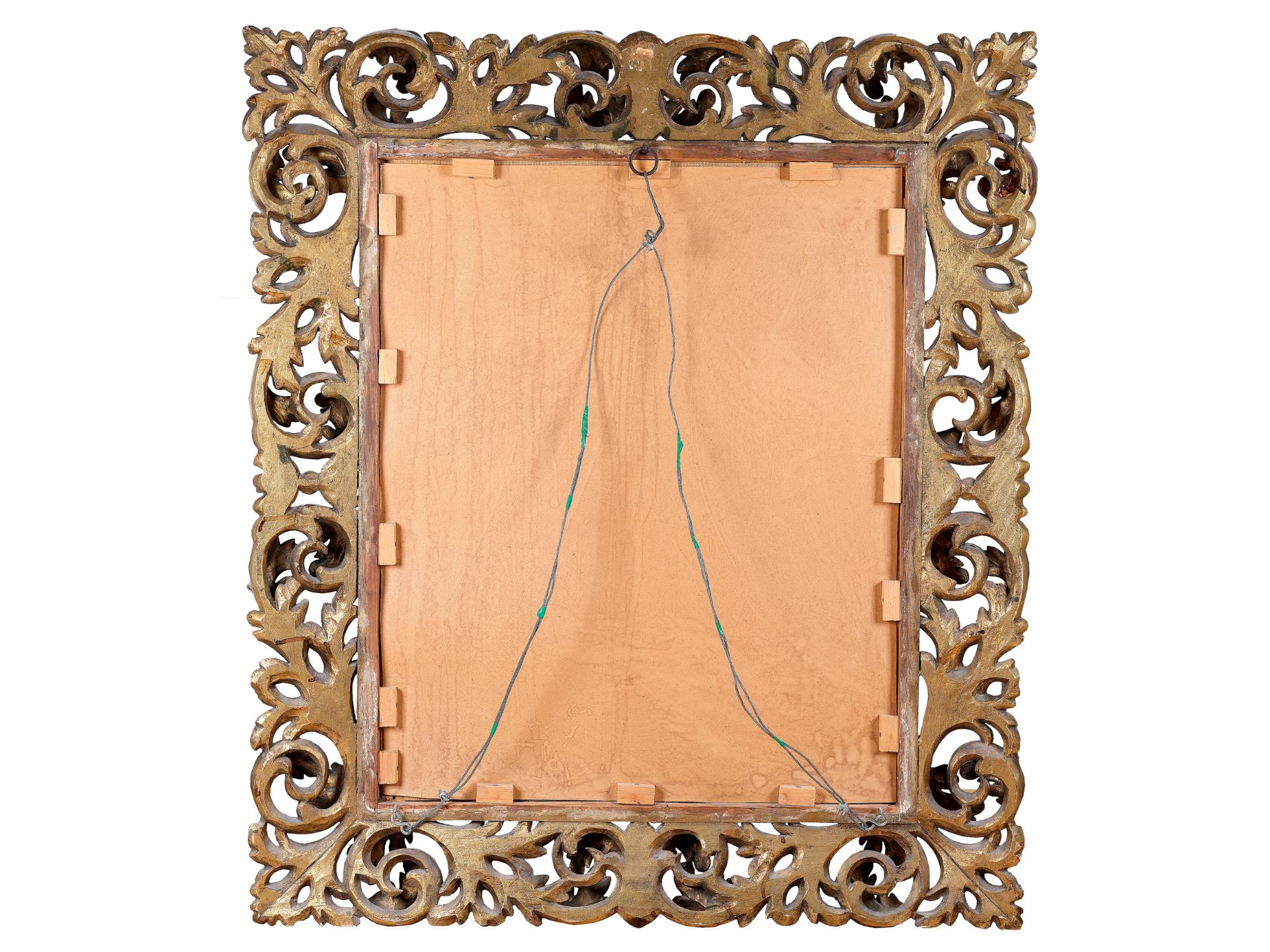 Florentine mirror frame, 
Ca. 1880/90, 
Wood, openwork carved & gilt - Image 2 of 2