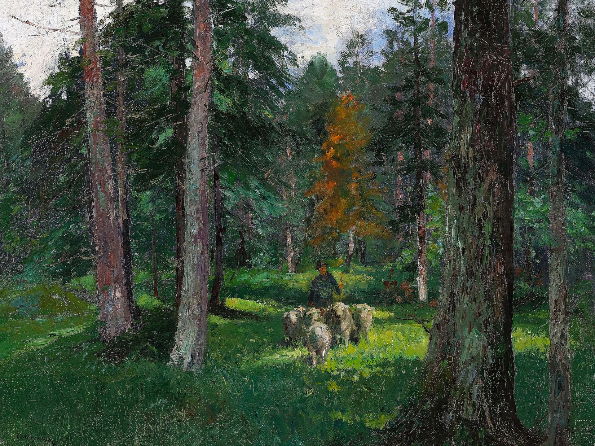 Adolf Kaufmann, 
Troppau 1848 - 1916 Vienna, 
Clearing in the forest