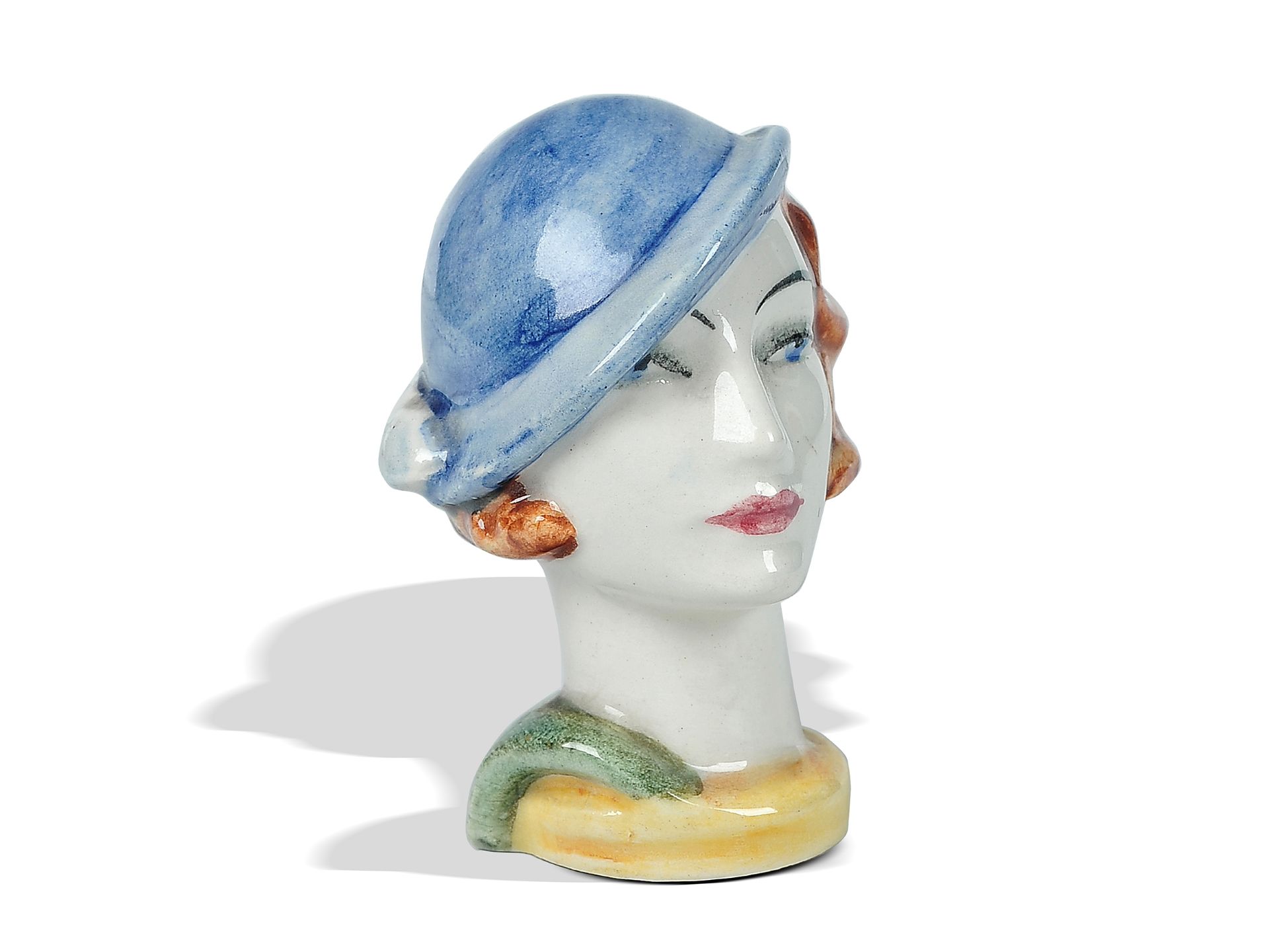 Lady with hat, 
Ceramics, 
Light clay, colorfully painted, glazed - Image 3 of 6