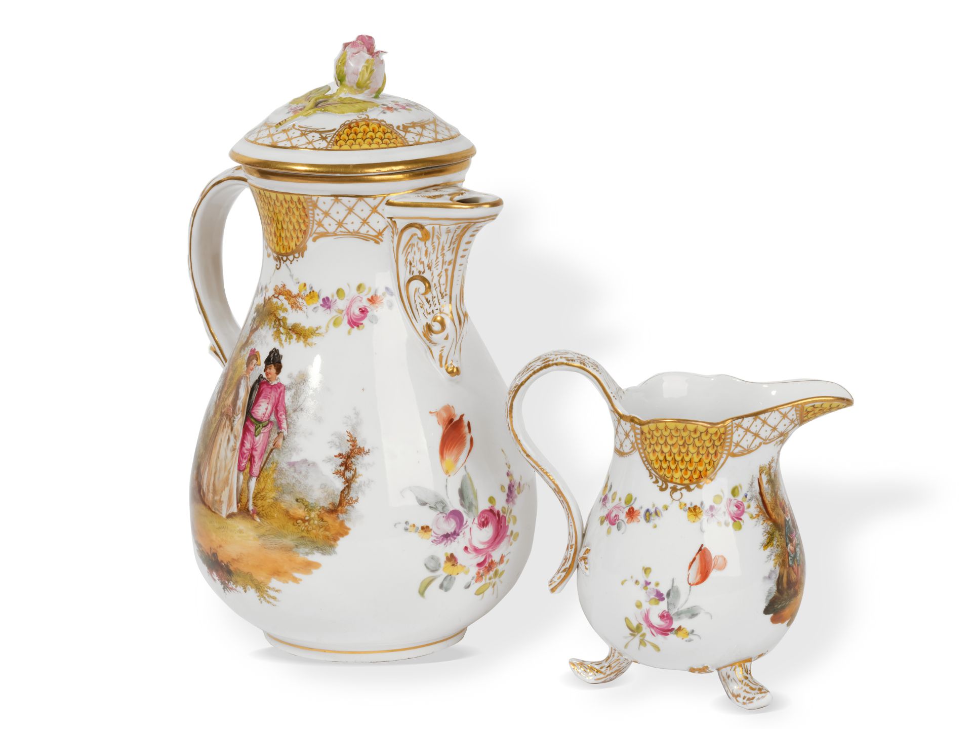 Meissen porcelain, 
Coffee & Milk Can, 
Porcelain - Image 3 of 11