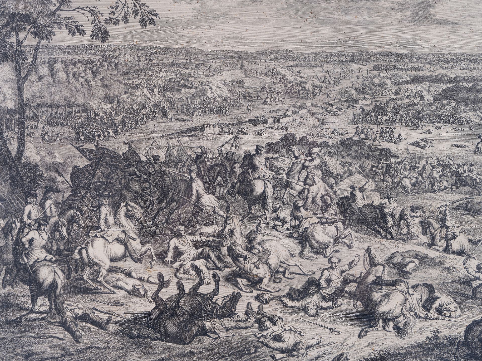 Baroque engraving, 
18th century, 
After a battle scene by Jan van Huchtenburg - Image 4 of 6