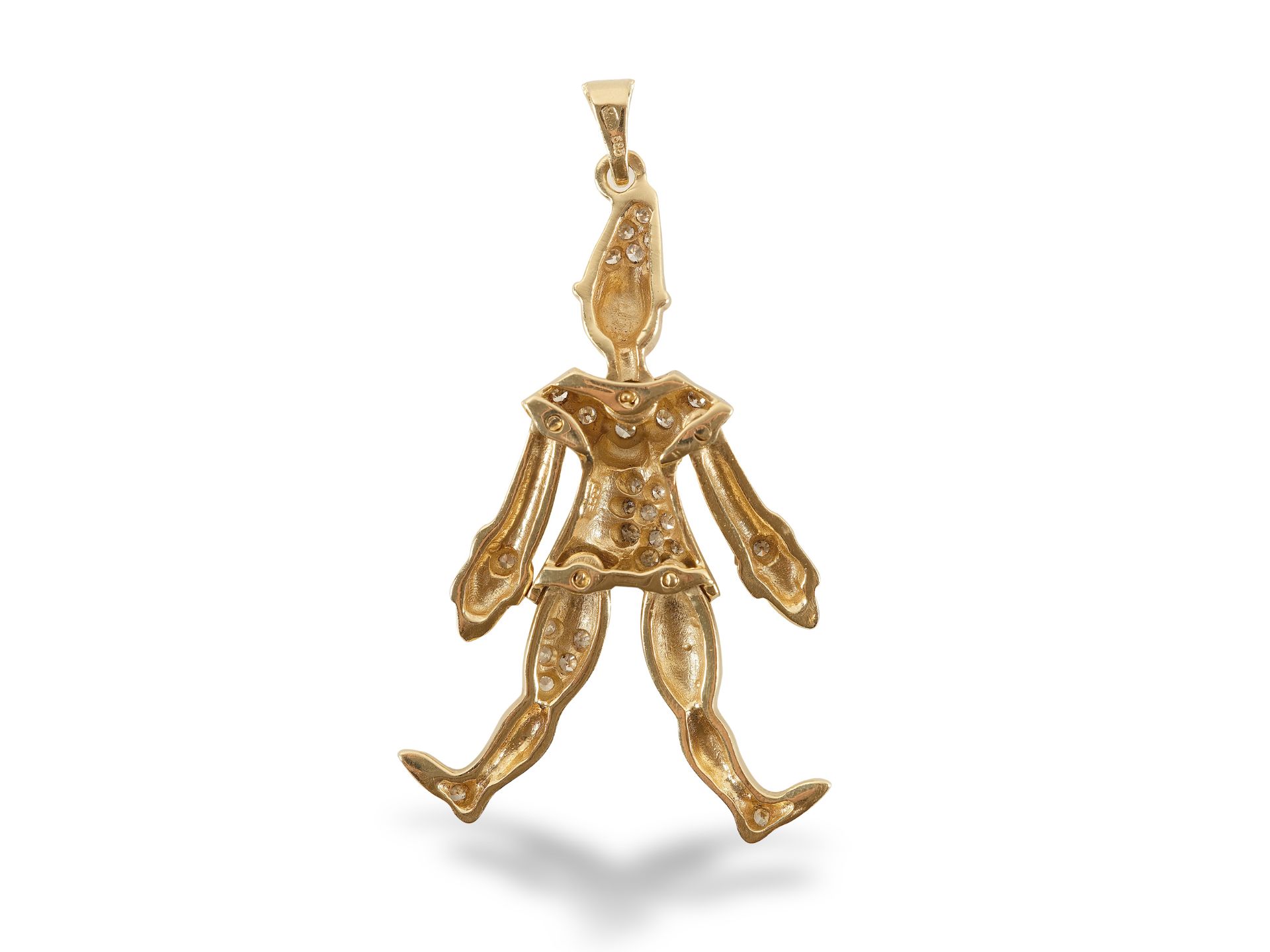 Gold pendant - jumping jack, 
14 carat gold, 
Diamonds - Image 2 of 2