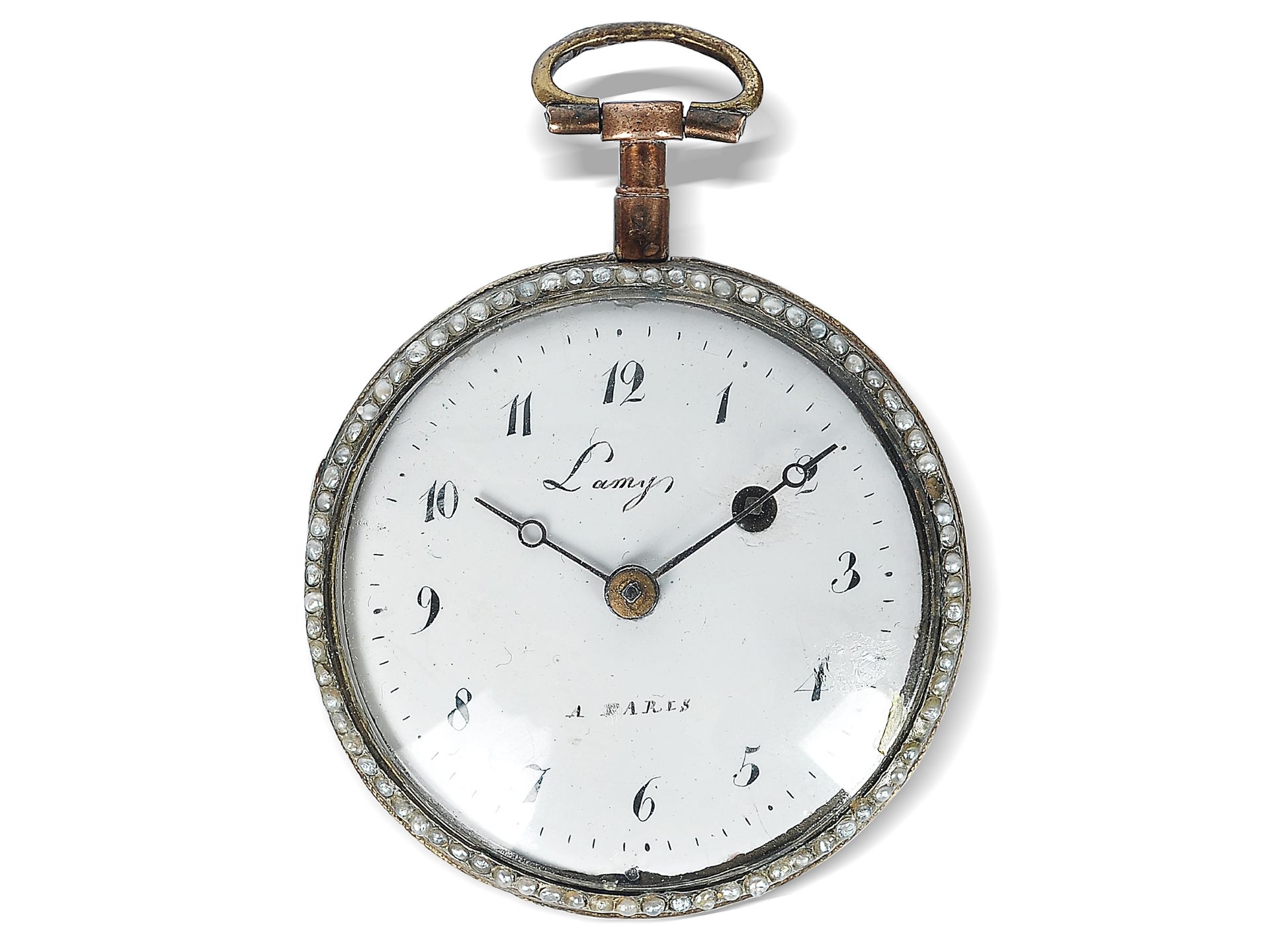 Empire Taschenuhr, 
Paris um 1800, 
Vergoldetes Metallgehäuse