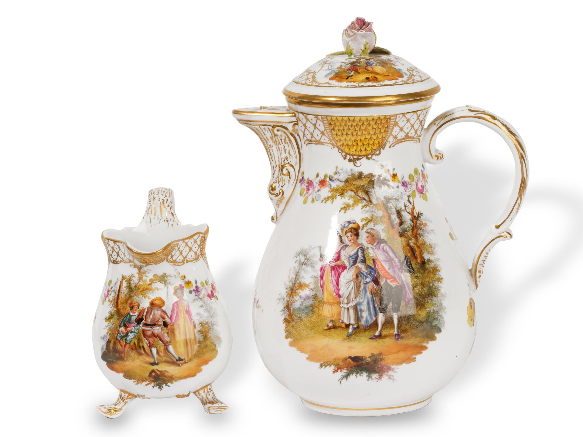 Meissen porcelain, 
Coffee & Milk Can, 
Porcelain