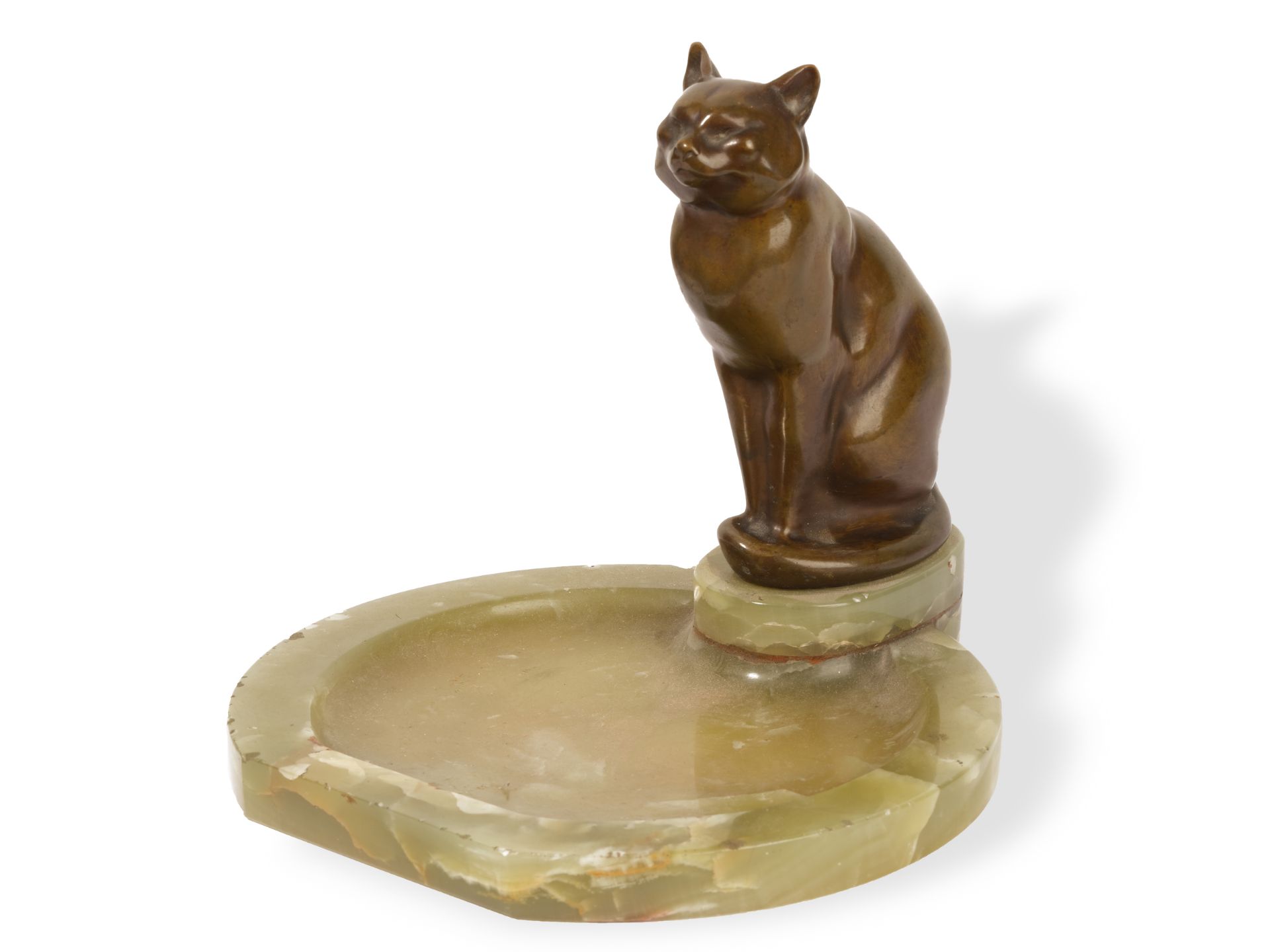 Business card shell, 
Ca. 1900/10, 
Bronze cat