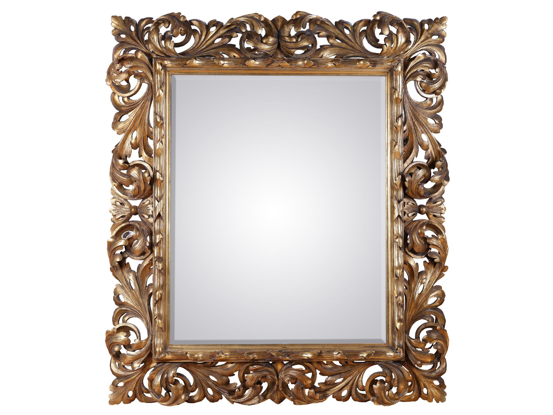 Florentine mirror frame, 
Ca. 1880/90, 
Wood, openwork carved & gilt