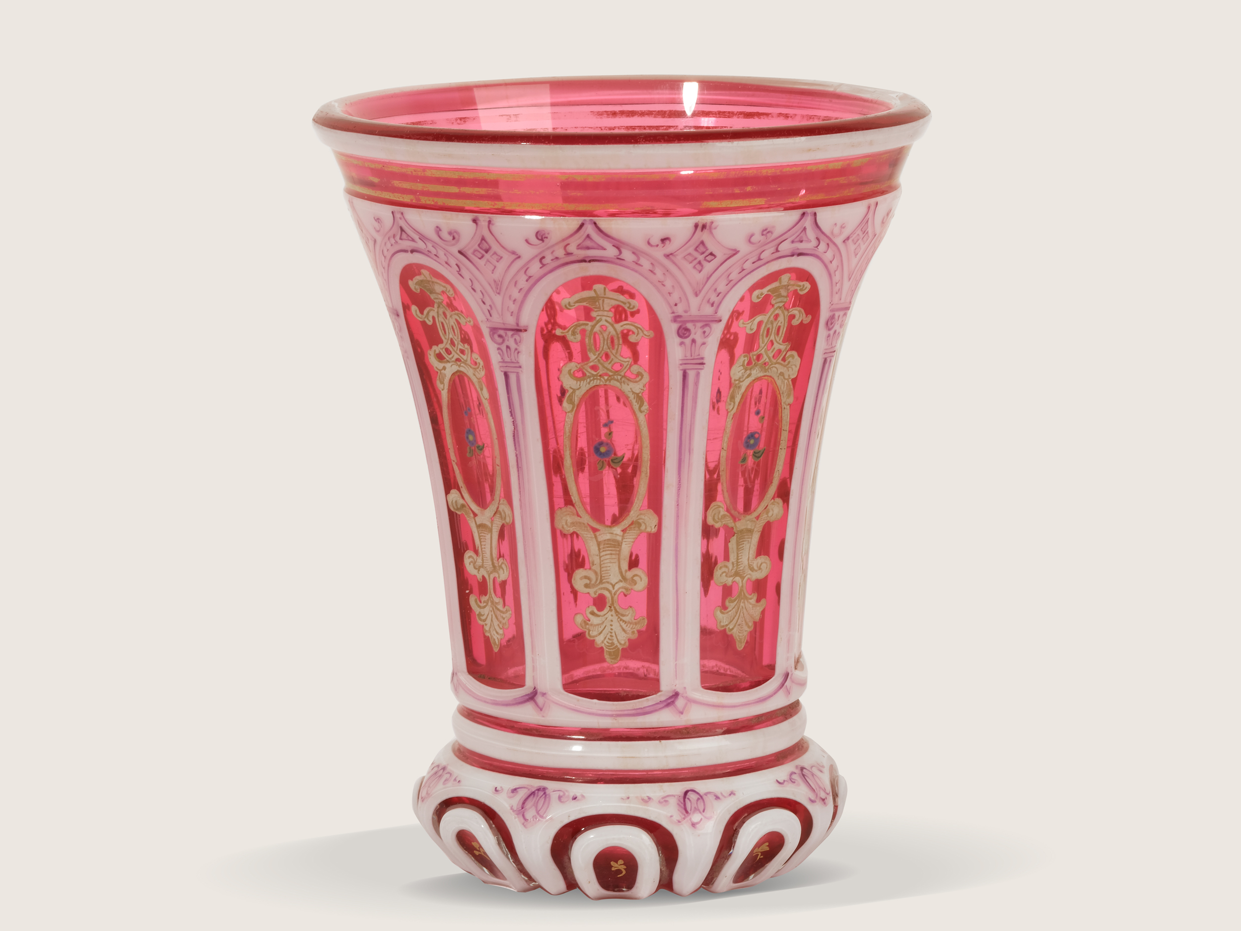 Biedermeier glass cup, 
Ca. 1835/40, 
Views of Karlsbad