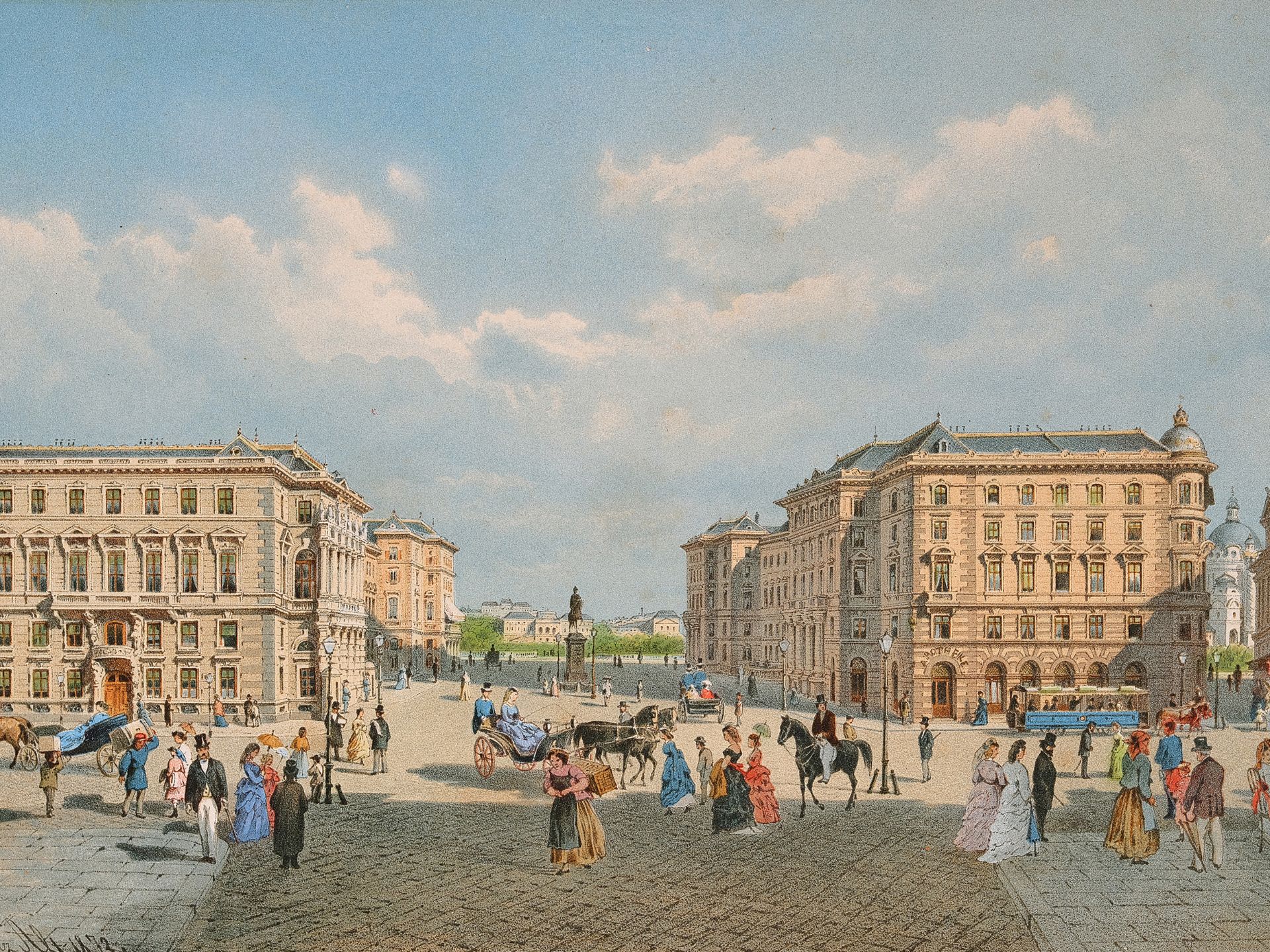 After a watercolor by Franz Alt, 
Vienna 1821 - 1914 Vienna, 
Schwarzenbergplatz