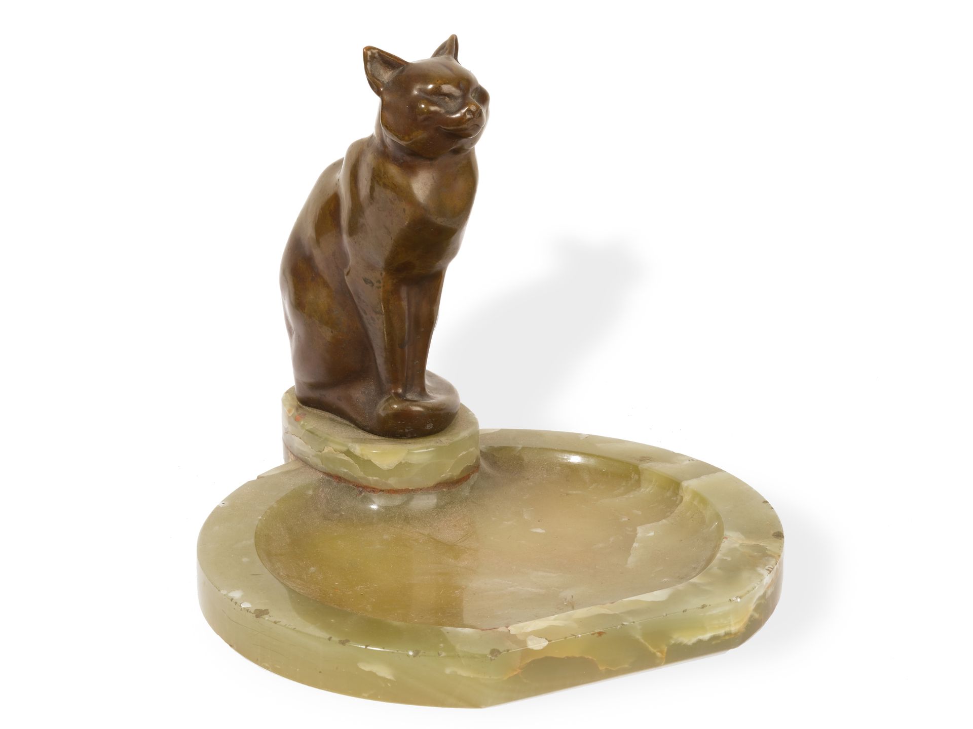 Business card shell, 
Ca. 1900/10, 
Bronze cat - Image 2 of 6