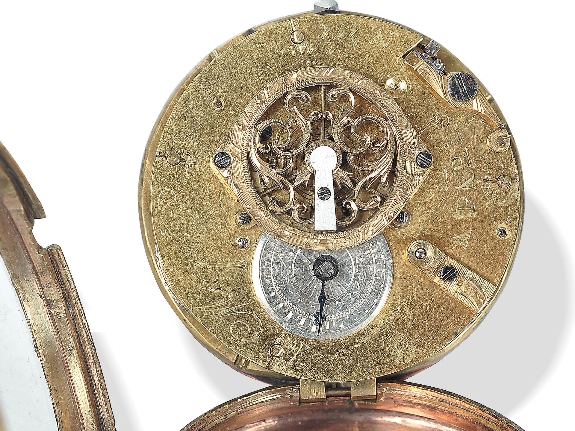 Empire Taschenuhr, 
Paris um 1800, 
Vergoldetes Metallgehäuse - Bild 5 aus 6