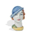 Lady with hat, 
Ceramics, 
Light clay, colorfully painted, glazed