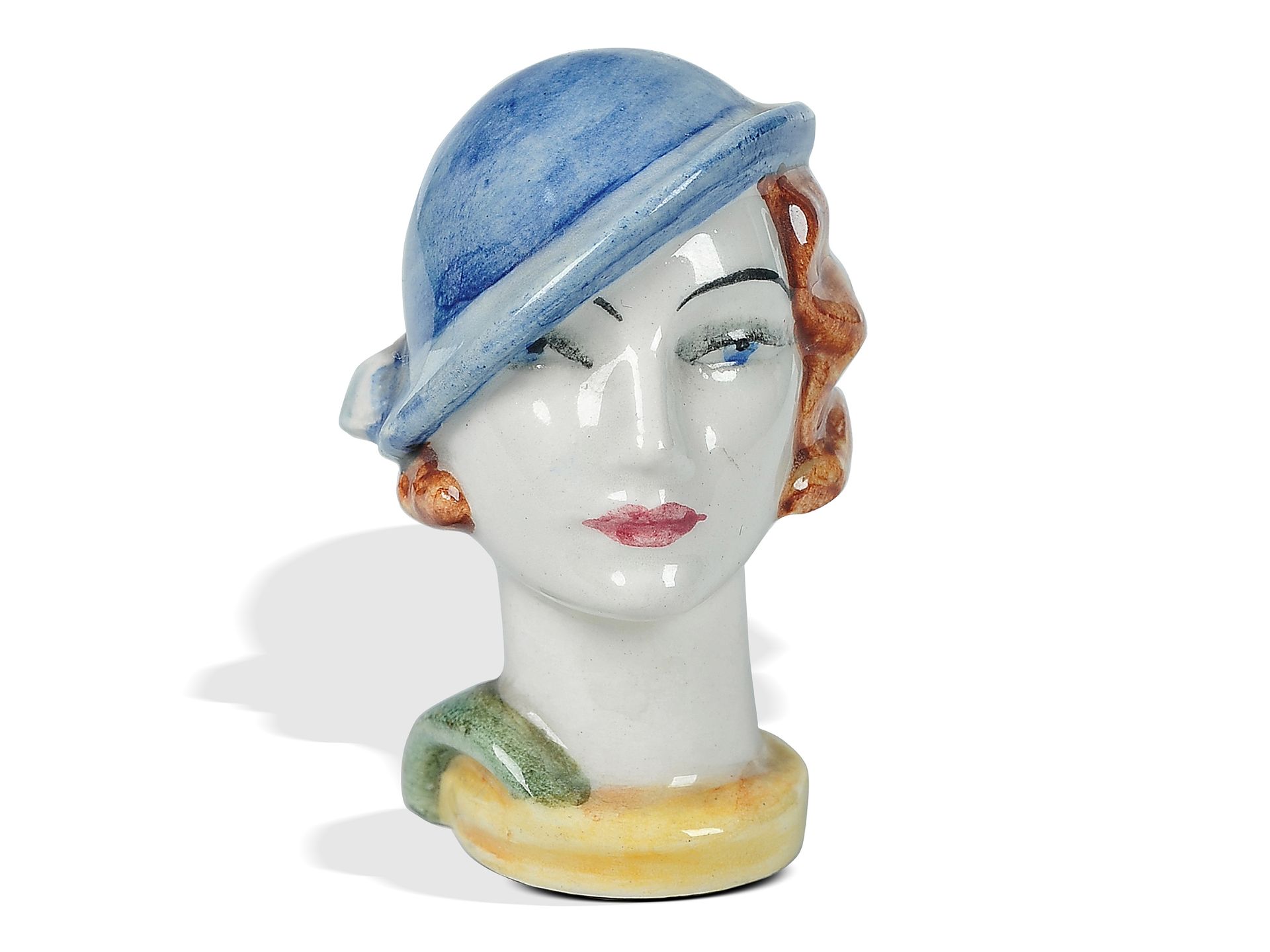 Lady with hat, 
Ceramics, 
Light clay, colorfully painted, glazed