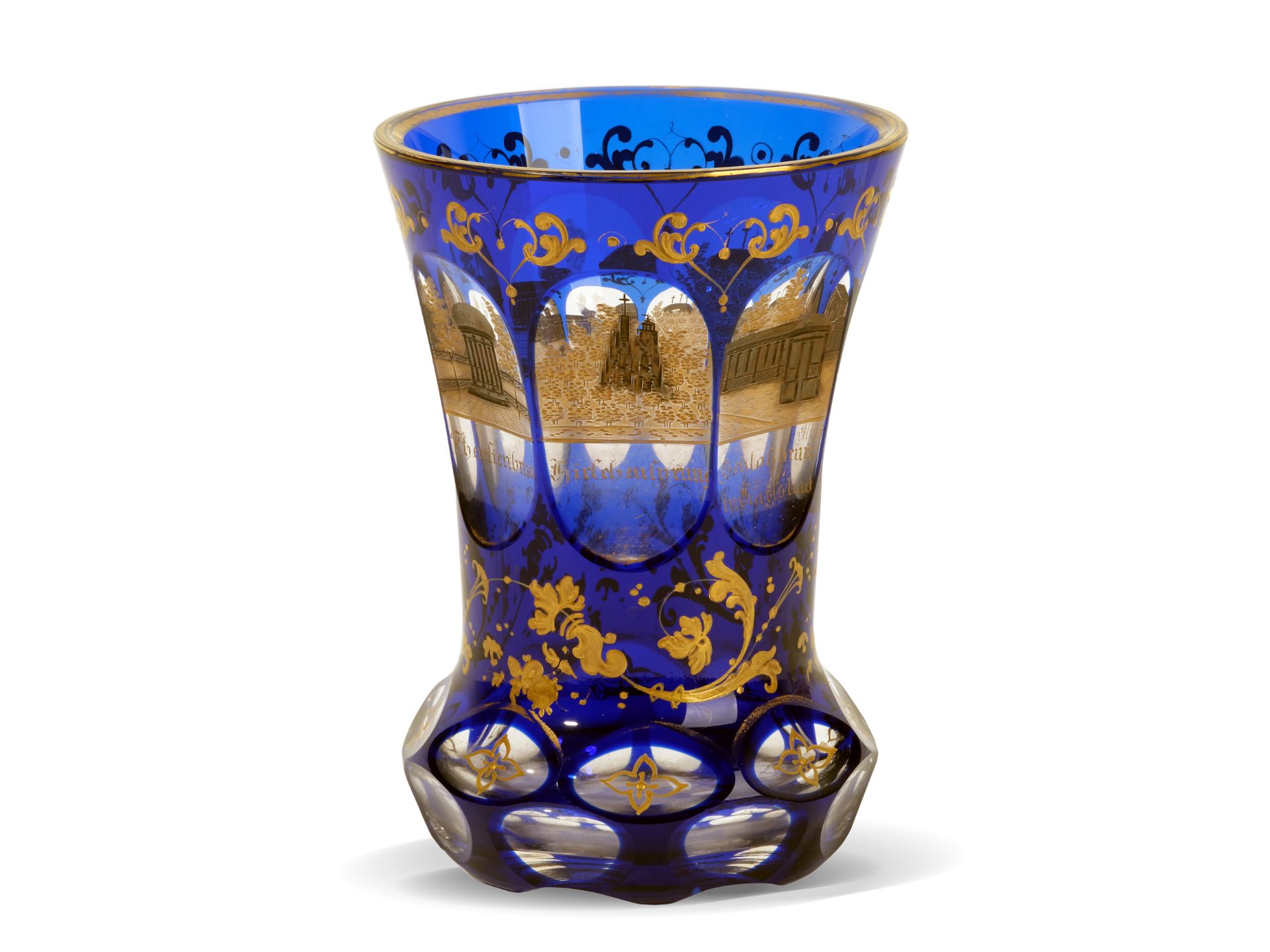 Biedermeier glass cup, 
Ca. 1835/40, 
Views of Karlsbad - Image 3 of 6