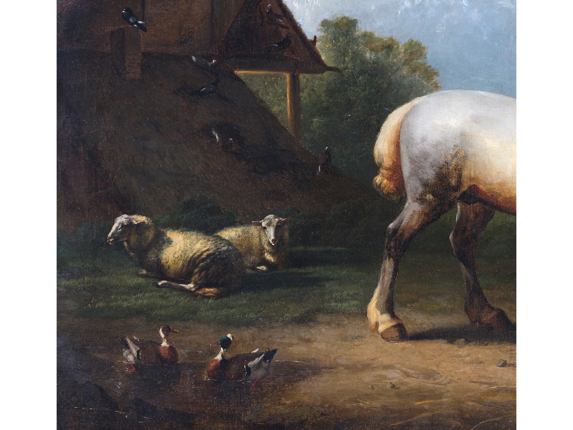 Francis von der Bouch?, Dutch painter, 19th century, White horse in landscape - Image 5 of 7