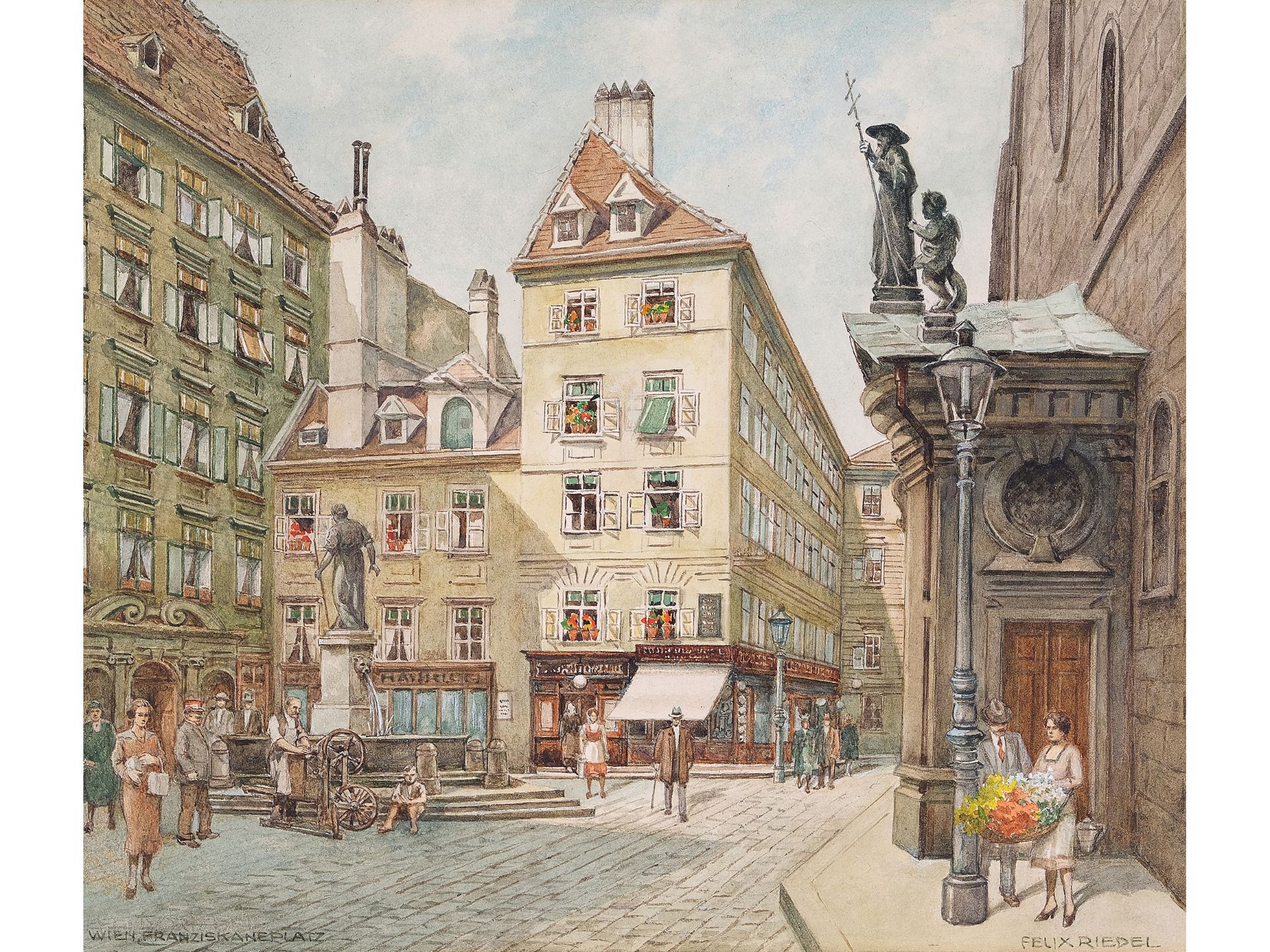 Felix Riedel, 
Vienna 1878 - 1950 Vienna, 
Franziskanerplatz