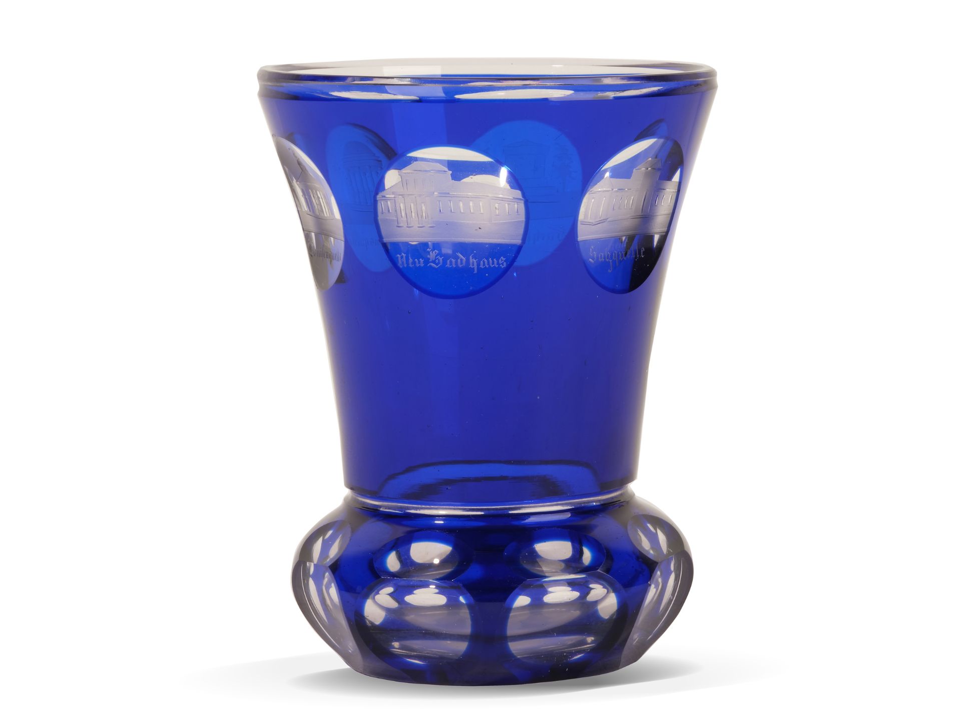 Biedermeier glass cup, 
Ca. 1835/40, 
Souvenir of Franzensbad